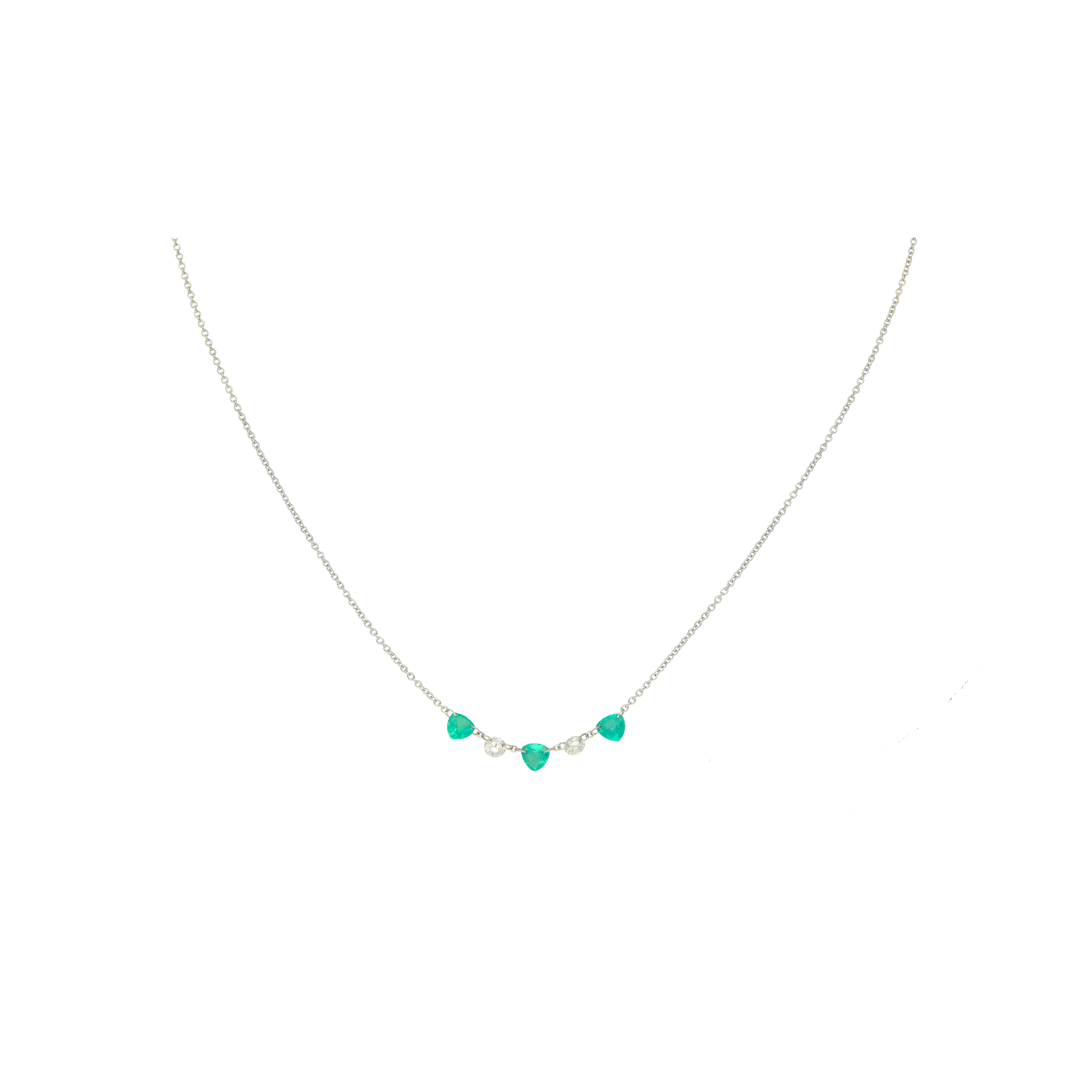 Bartorelli Italian Jewels | COLLANA IN ORO BIANCO CON CUORI SMERALDO E DIAMANTI - C069/16/2-C4S (1)