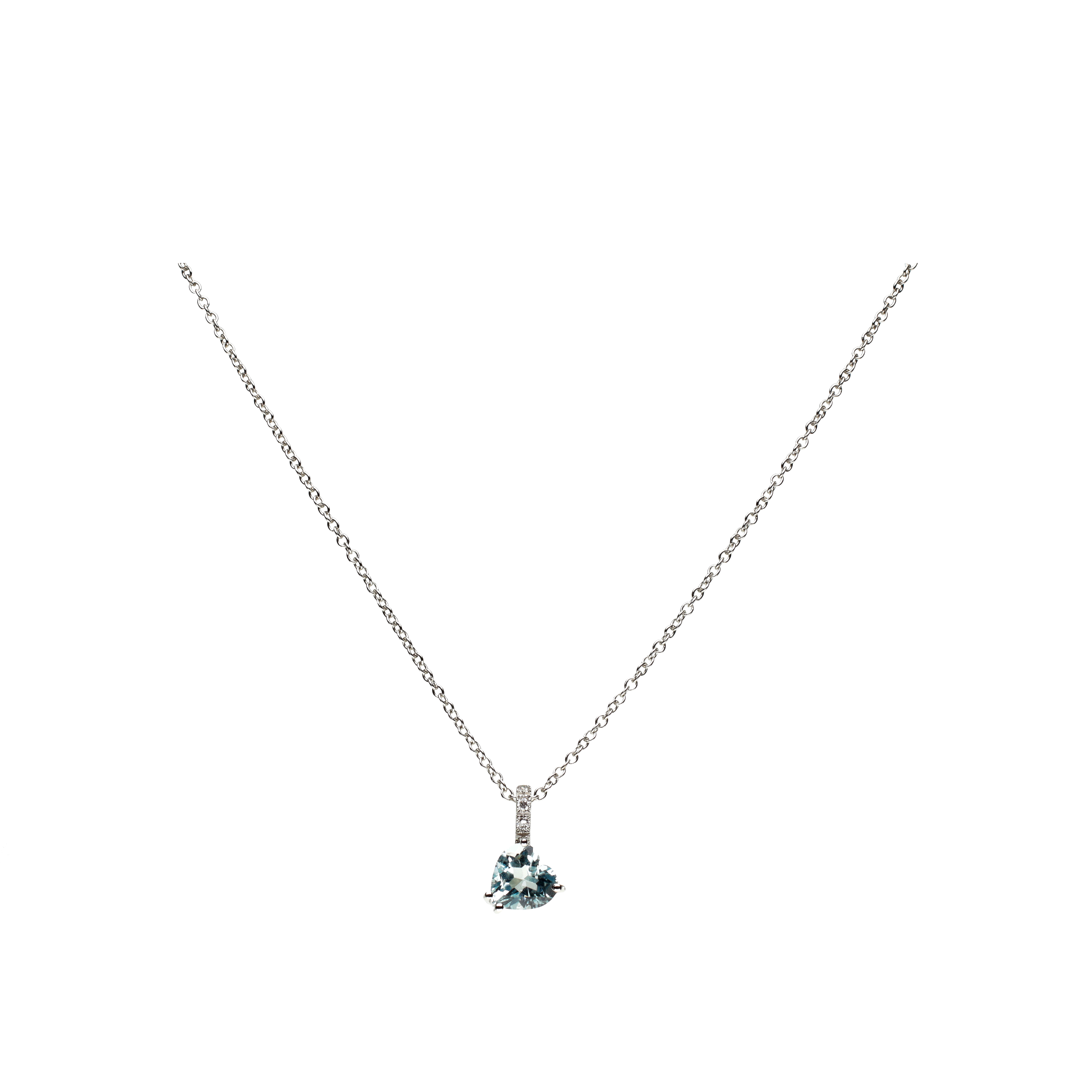 Bartorelli Italian Jewels | COLLANA IN ORO BIANCO CON PENDENTE CUORE IN ACQUAMARINA E DIAMANTI - 0055724074 (1)