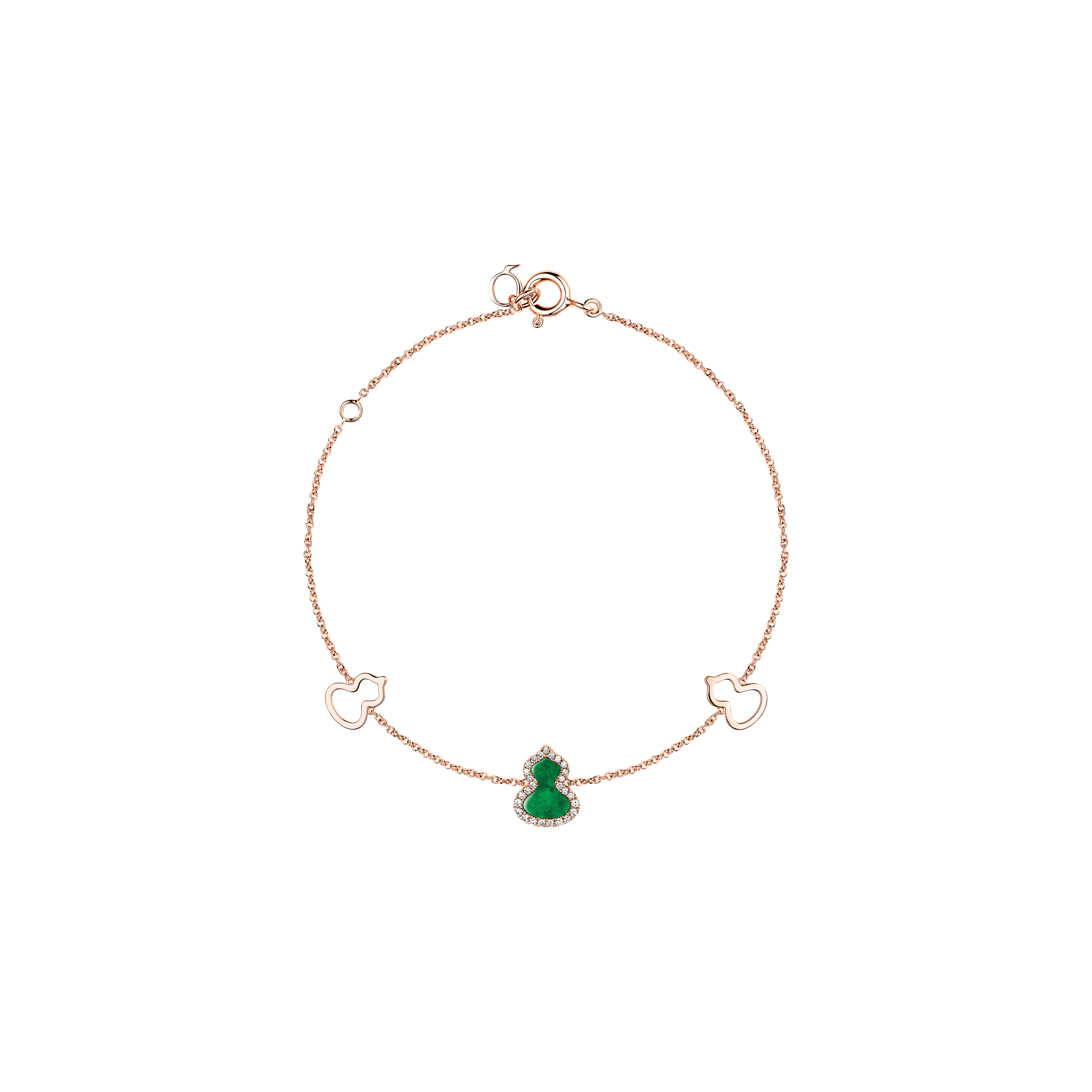 Qeelin | BRACCIALE PETITE WULU IN ORO ROSA CON DIAMANTI E GIADA - WU-BR0001C-RGDGJE - WUBPT1BRGJE (1)