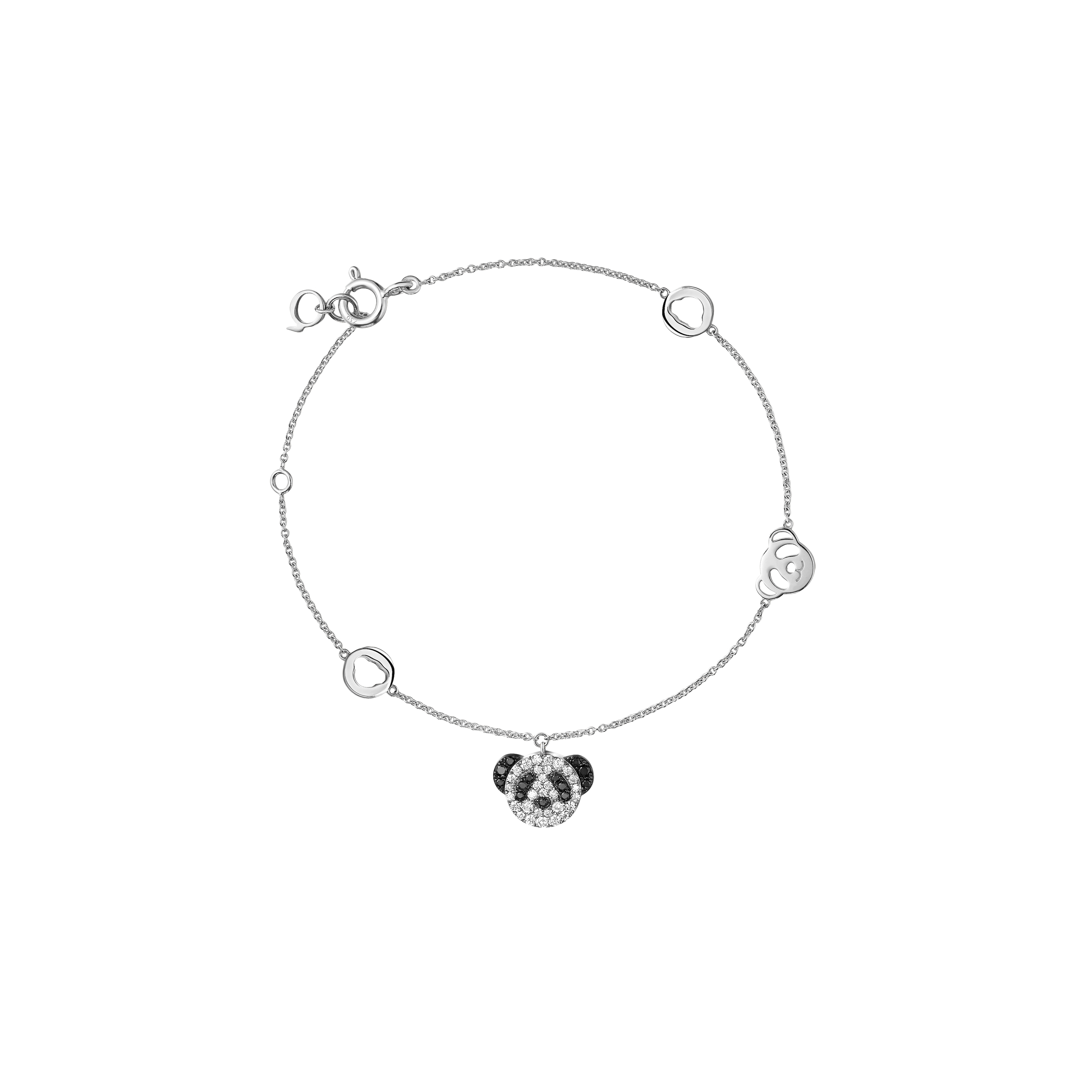 Qeelin | BRACCIALE PETITE BO BO IN ORO BIANCO CON DIAMANTI BIANCHI E DIAMANTI NERI - BBF-BR0004A-WGDBD - BBBPT4AWBBK (1)