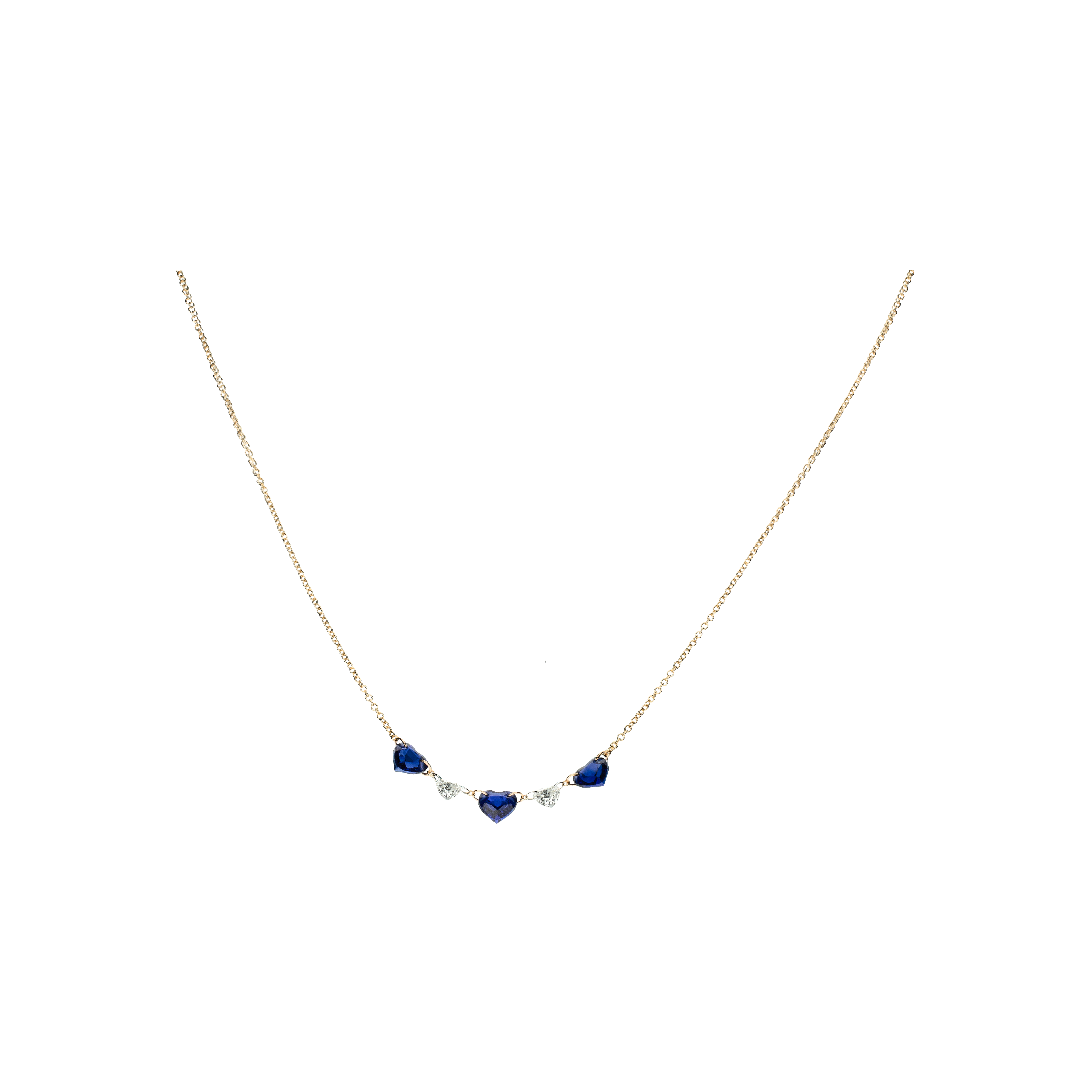 Bartorelli Italian Jewels | COLLANA CUORE IN ORO ROSA CON DIAMANTI E ZAFFIRI BLU - C069/16/3/C4Z (1)