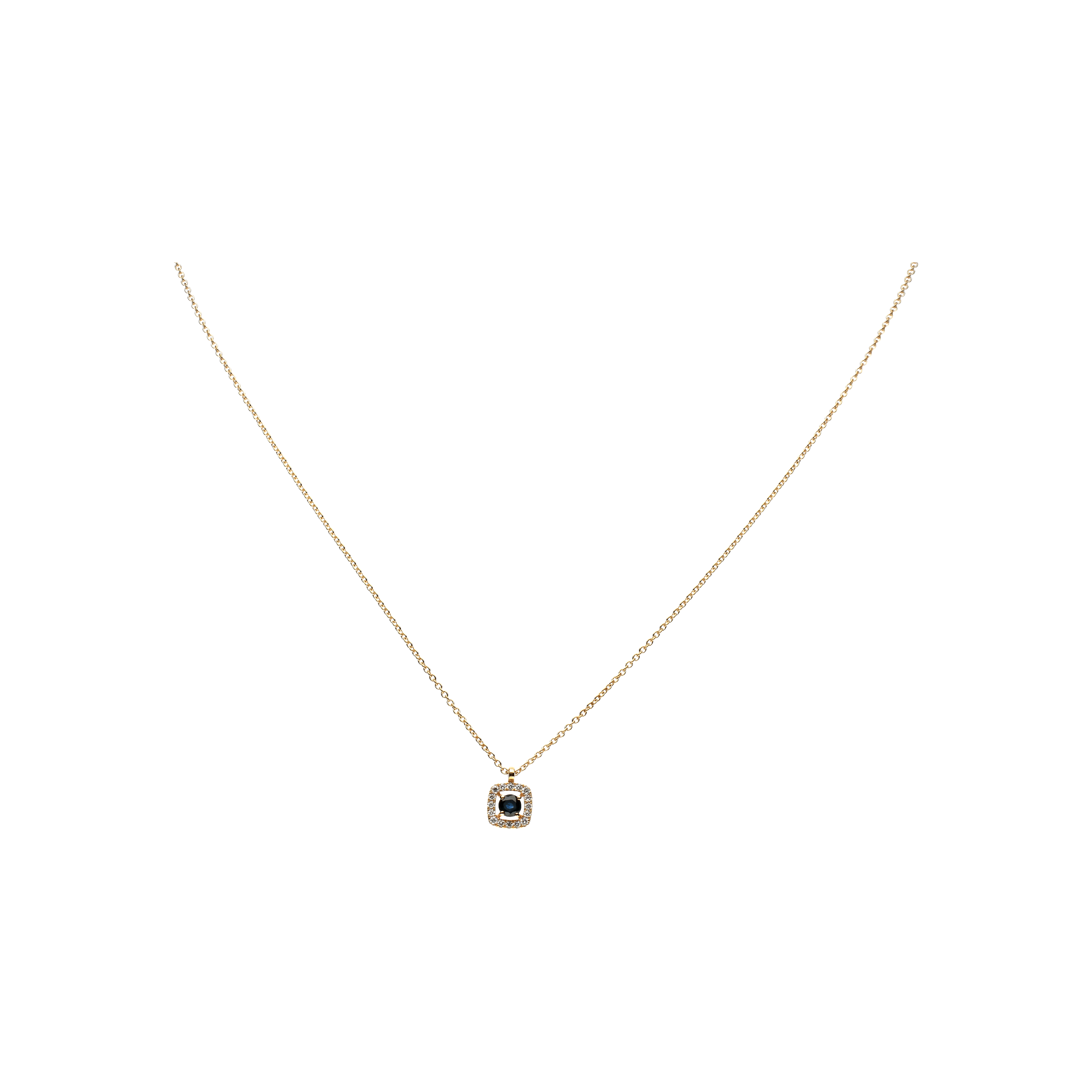 Bartorelli Italian Jewels | COLLANA GIROCOLLO IN ORO ROSA CON PENDENTE IN ZAFFIRO BLU E DIAMANTI - 32861263 (1)