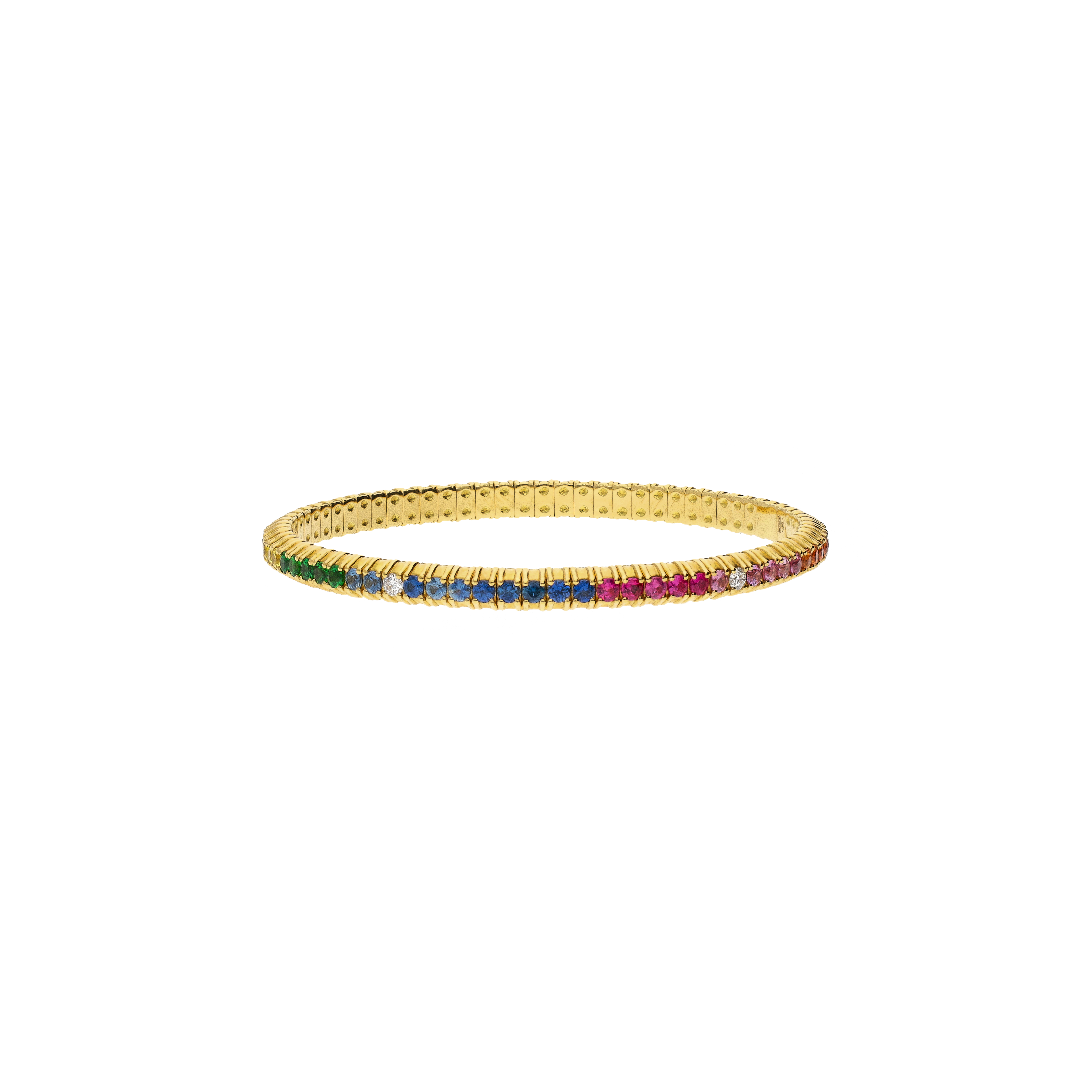 Bartorelli Italian Jewels | BRACCIALE TENNIS IN ORO GIALLO CON ZAFFIRI MULTICOLOR E DIAMANTI BIANCHI - 64340 (1)