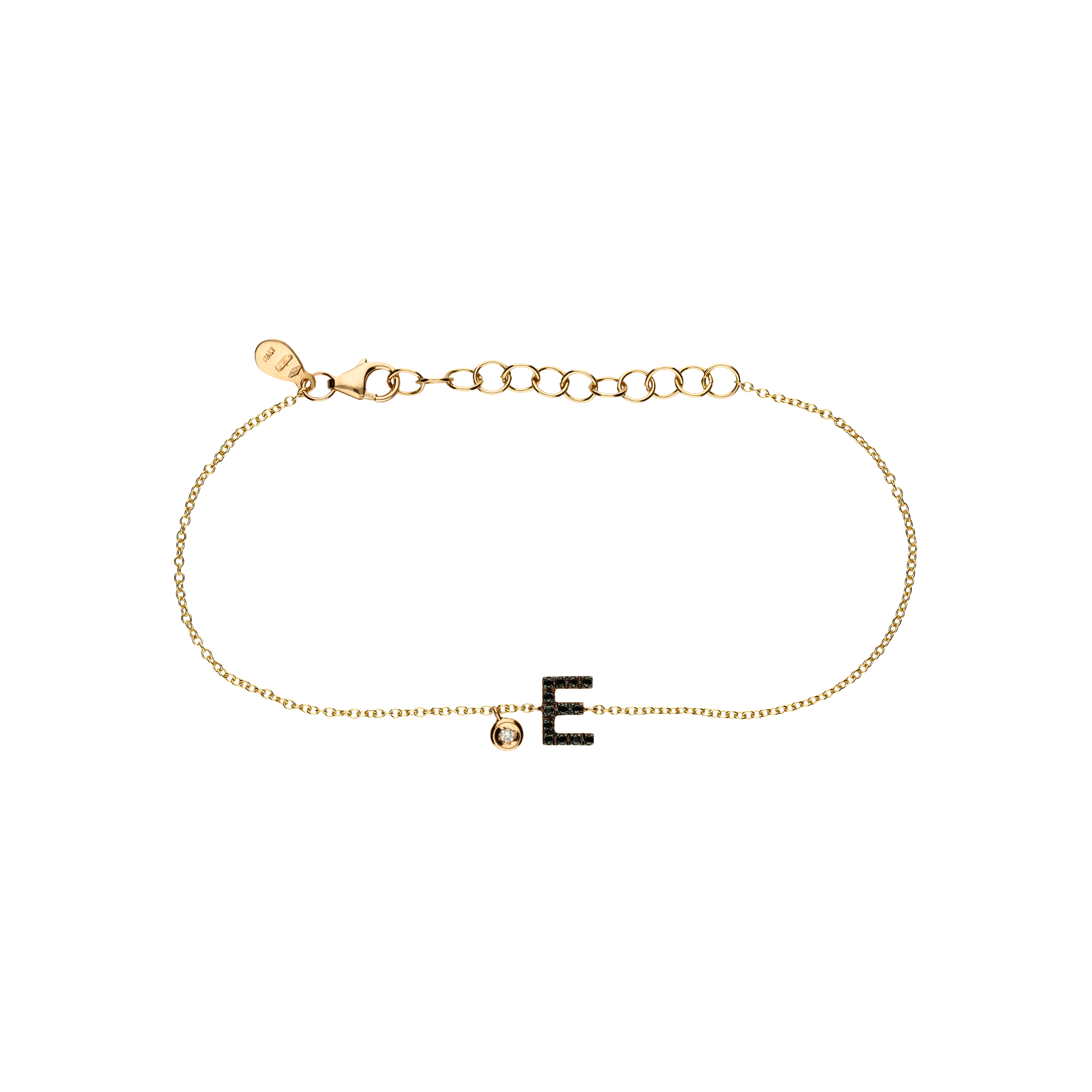 Bartorelli Italian Jewels | Bracciale Lettera in oro rosa e diamanti neri e diamante bianco - BRL6040ERNN (1)