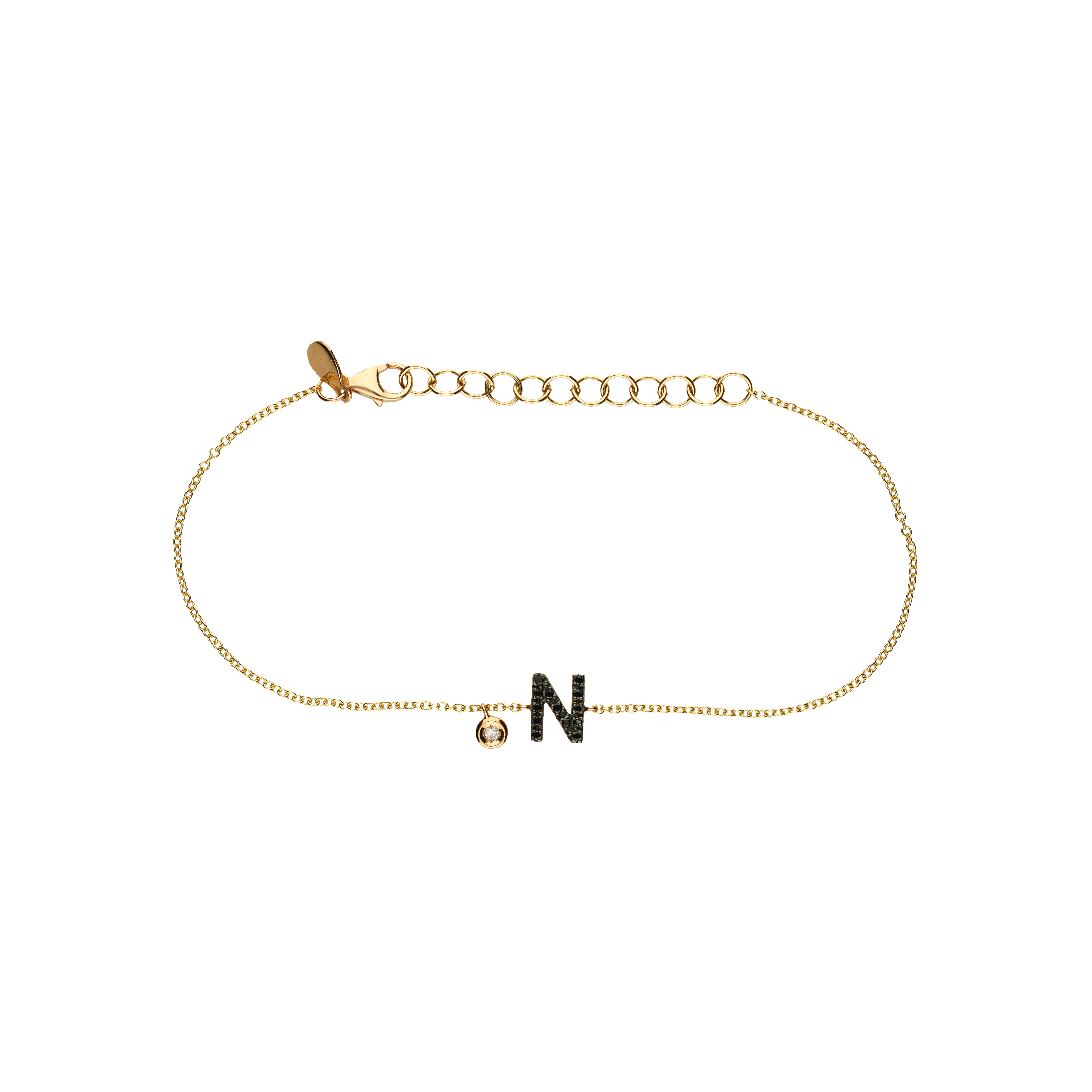 Bartorelli Italian Jewels | Bracciale Lettera in oro rosa e diamanti neri, ciondolo con diamante bianco - FB1780-NR001003N (1)