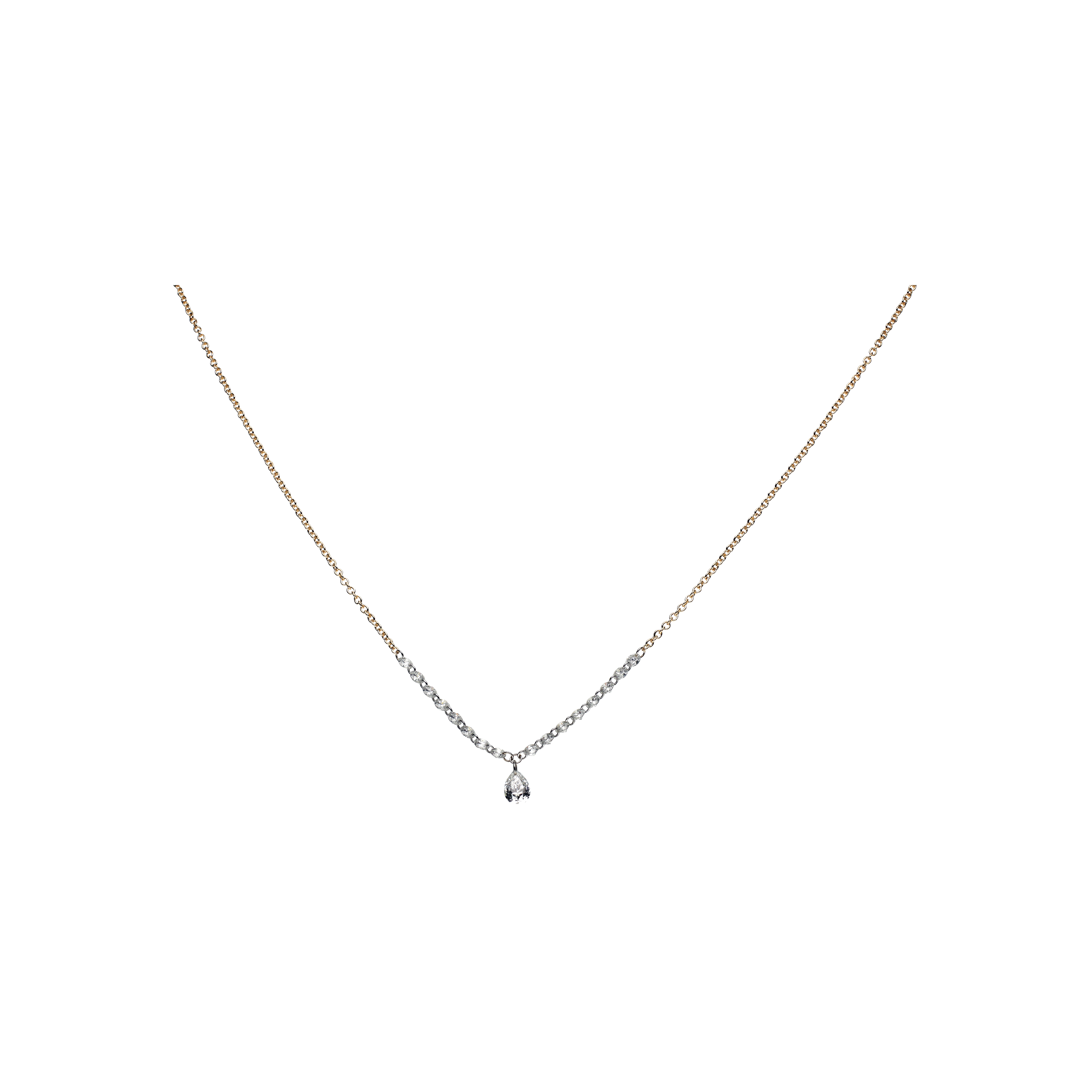 Bartorelli Italian Jewels | COLLANA GIROCOLLO IN ORO ROSA CON DIAMANTI E DIAMANTE PENDENTE GOCCIA - C069/32-G (1)