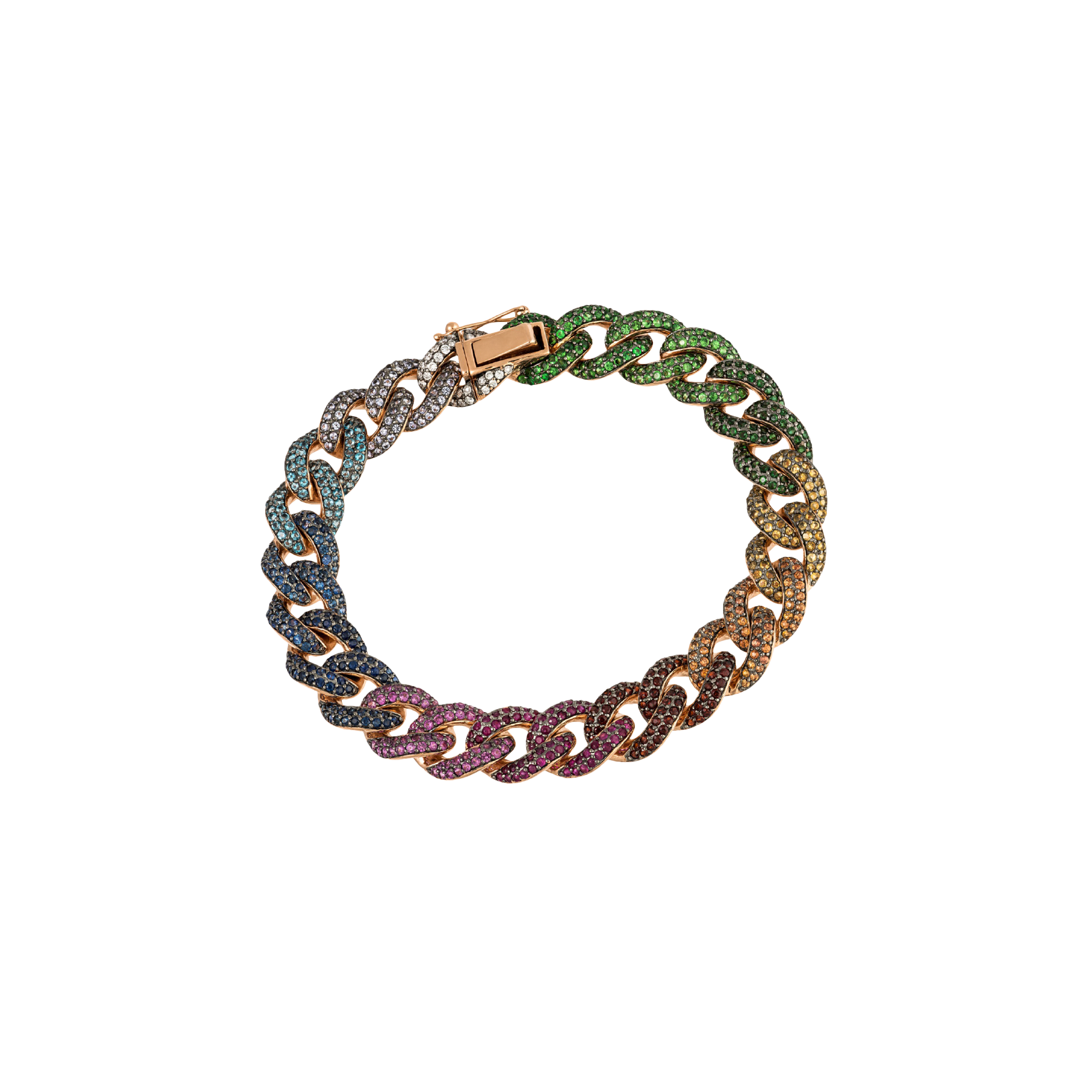 Bartorelli Italian Jewels | BRACCIALE GROUMETTE RAINBOW IN ORO ROSA E ZAFFIRI MULTICOLOR - AB2165/MCS (1)