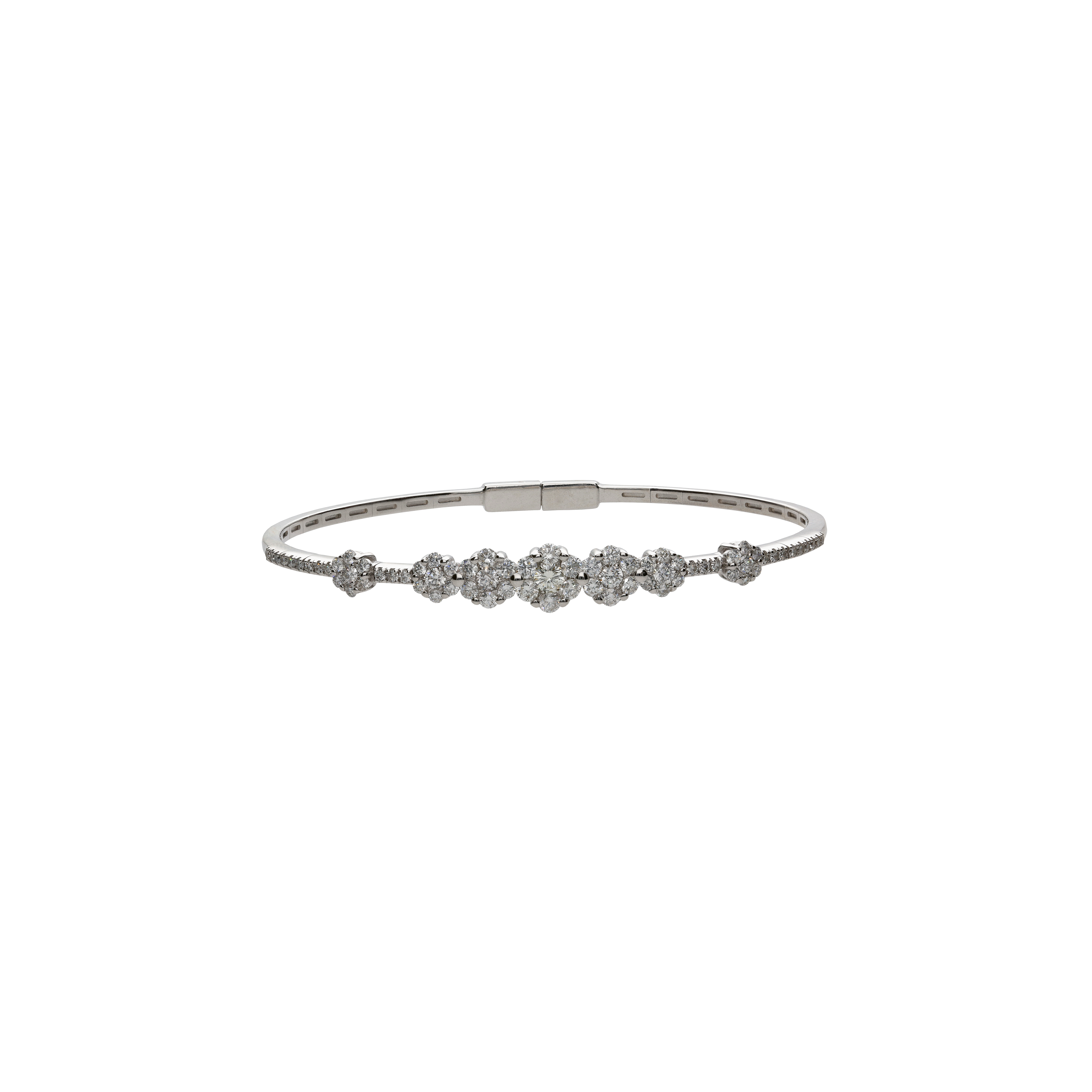 Bartorelli Italian Jewels | BRACCIALE BANGLE FIORI IN ORO BIANCO CON DIAMANTI - P12550.B (1)