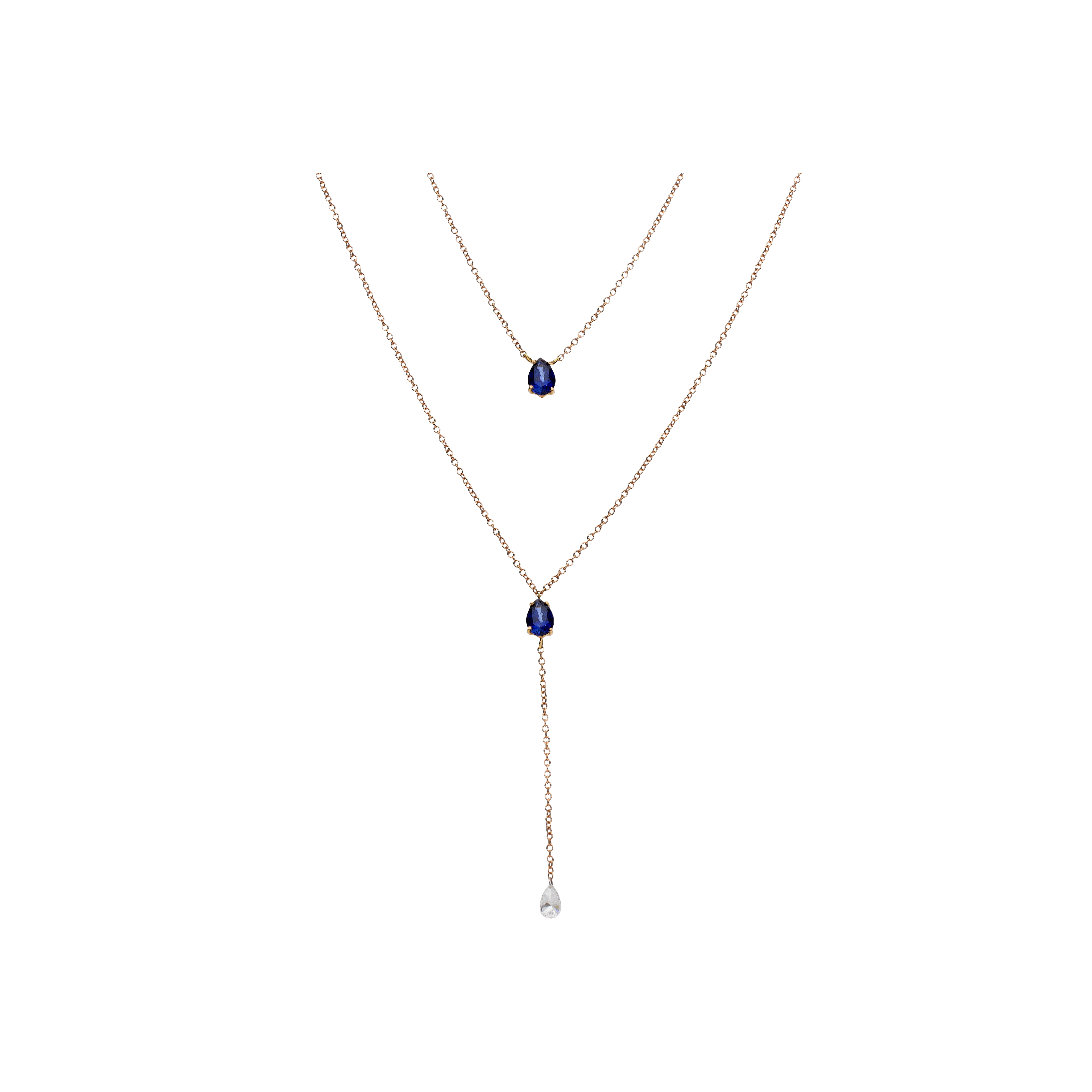Bartorelli Italian Jewels | COLLANA A DOPPIO FILO IN ORO ROSA CON ZAFFIRI BLU E DIAMANTE - C069/20-ZB (1)