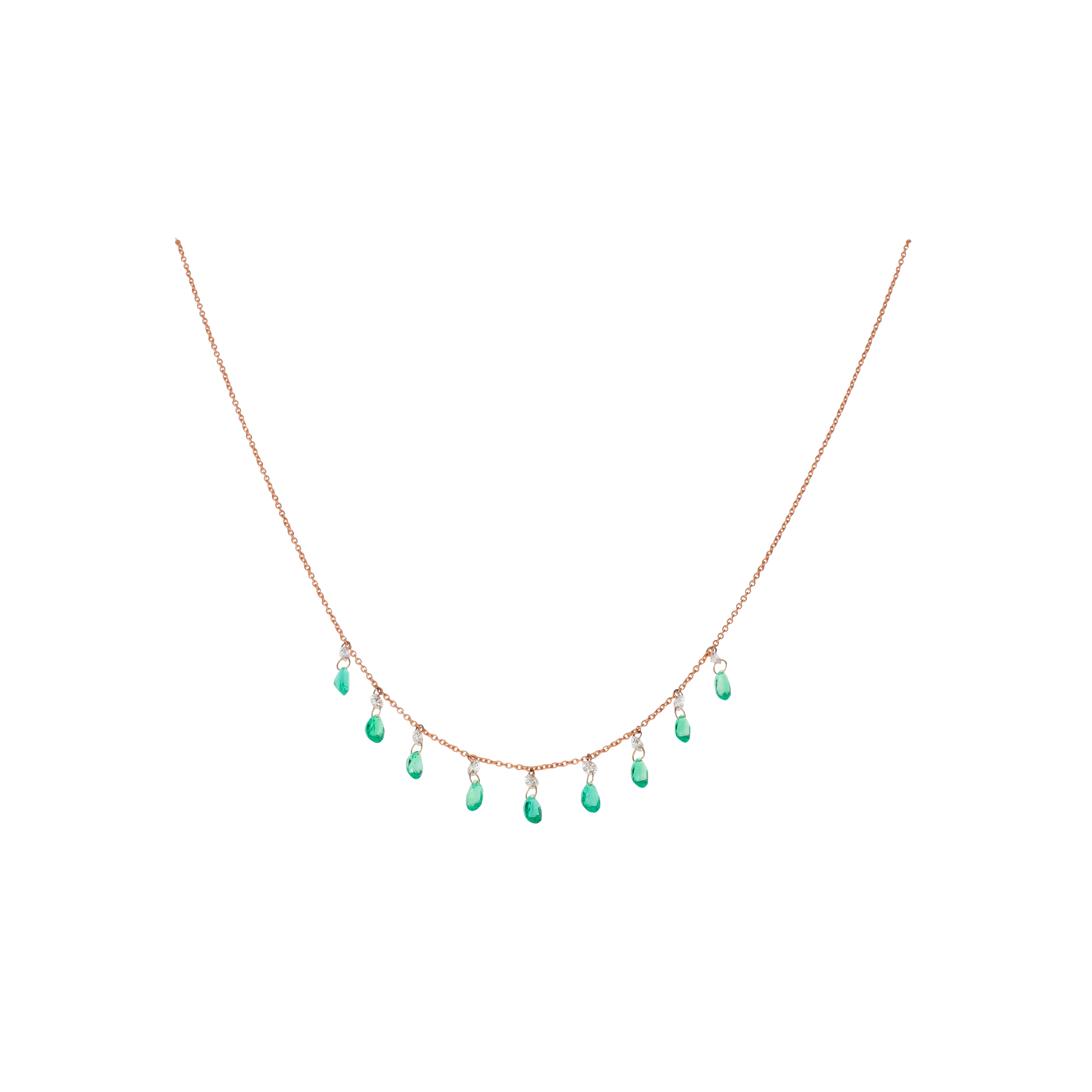 Bartorelli Italian Jewels | COLLANA IN ORO ROSA CON DIAMANTI E SMERALDI PENDENTI - C069/28/4-SM (1)