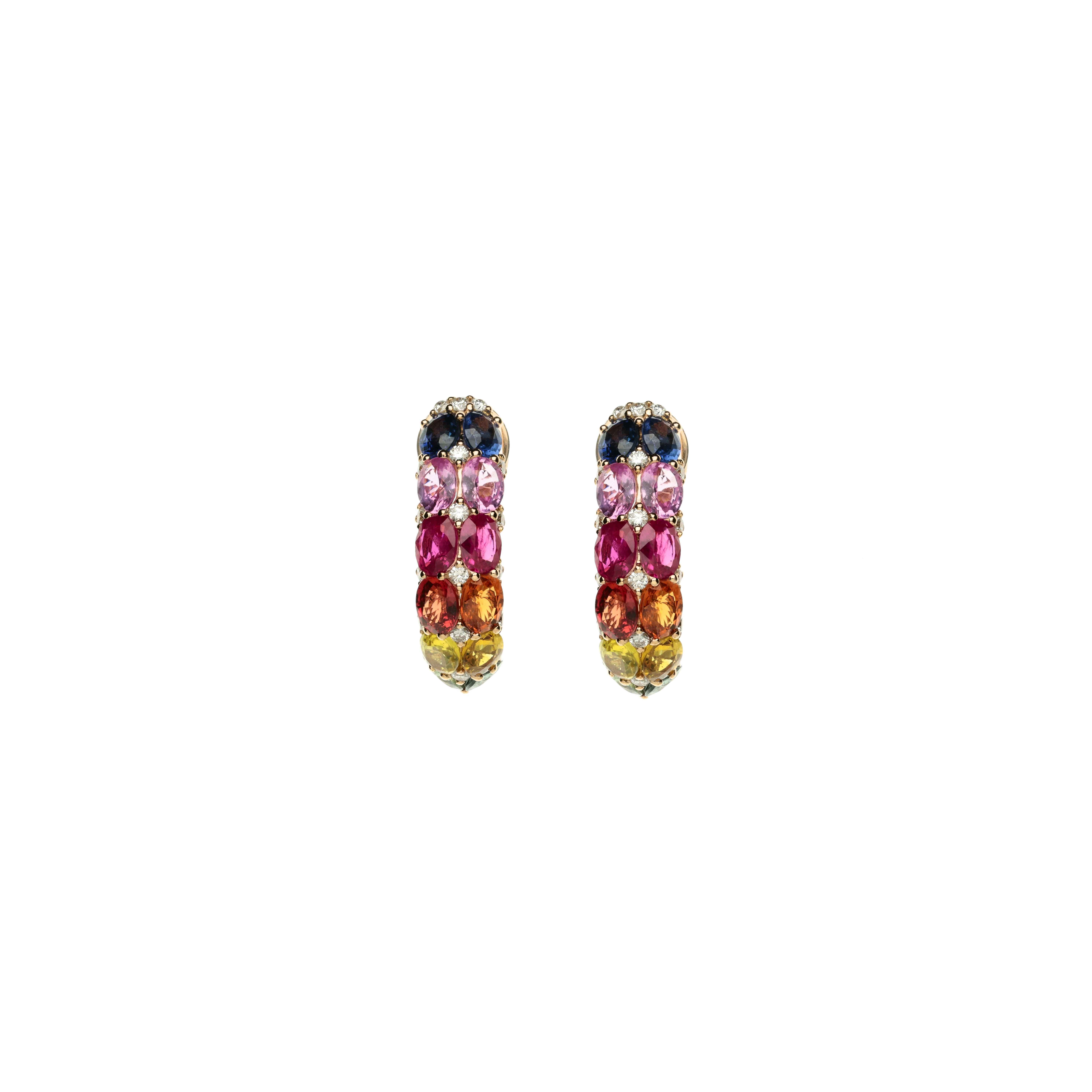 Bartorelli Italian Jewels | ORECCHINI RAINBOW IN ORO ROSA CON ZAFFIRI MULTICOLOR E DIAMANTI - KE1182/MS (2)