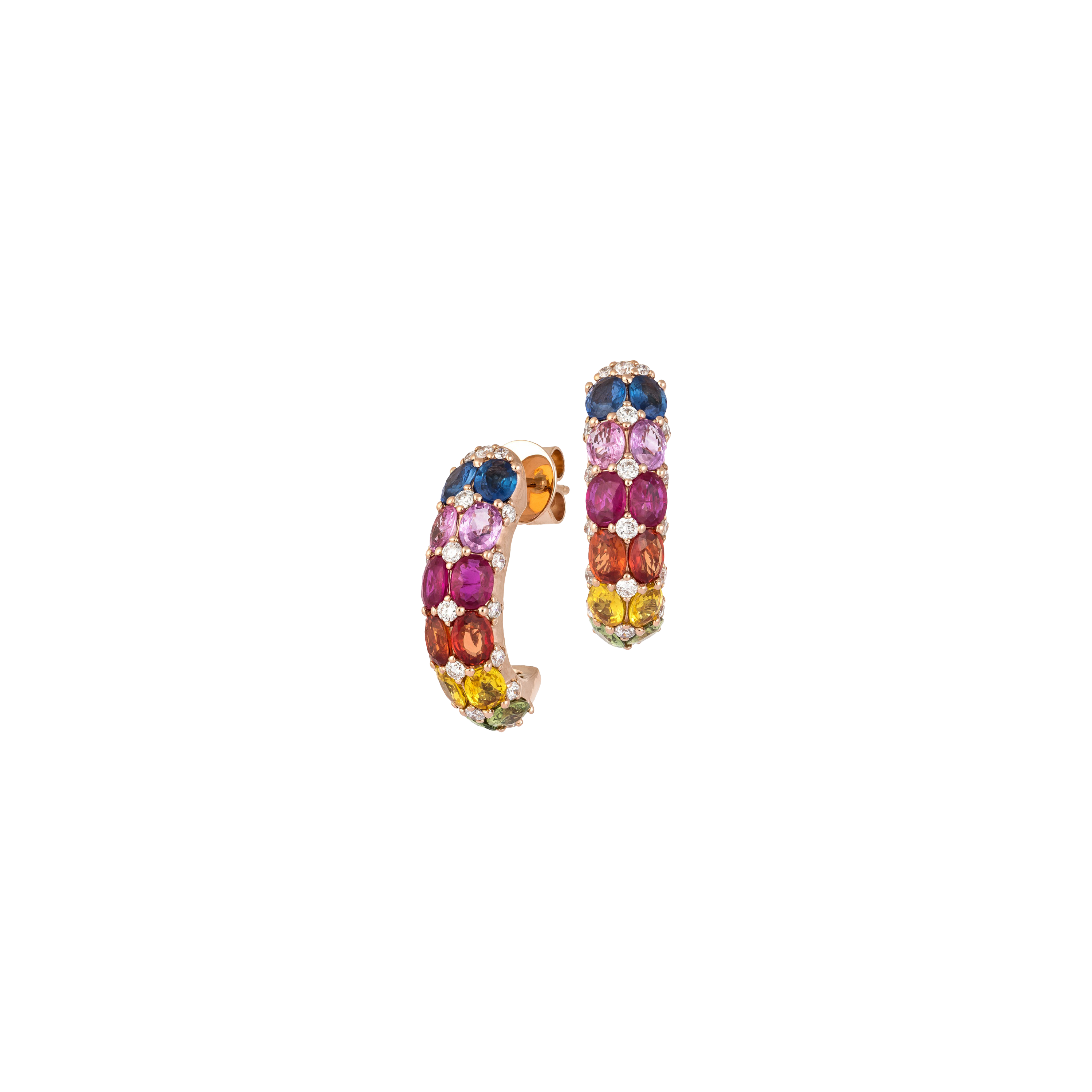 Bartorelli Italian Jewels | ORECCHINI RAINBOW IN ORO ROSA CON ZAFFIRI MULTICOLOR E DIAMANTI - KE1182/MS (1)