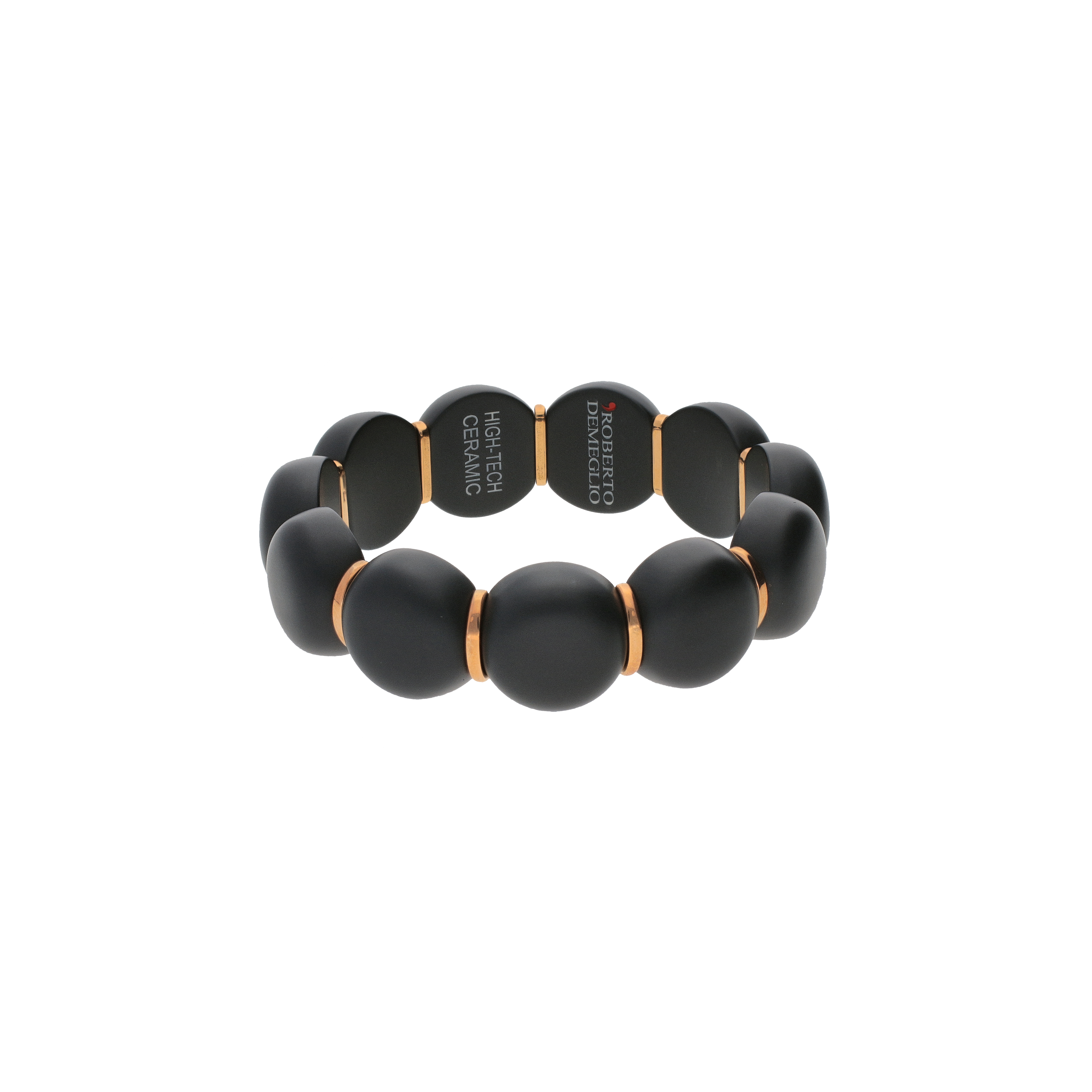 Roberto Demeglio | BRACCIALE AURA DAMA MEDIO IN CERAMICA NERA SATINATA E BARRETTE IN CERAMICA ROSA - AU9D4MRBNS (1)