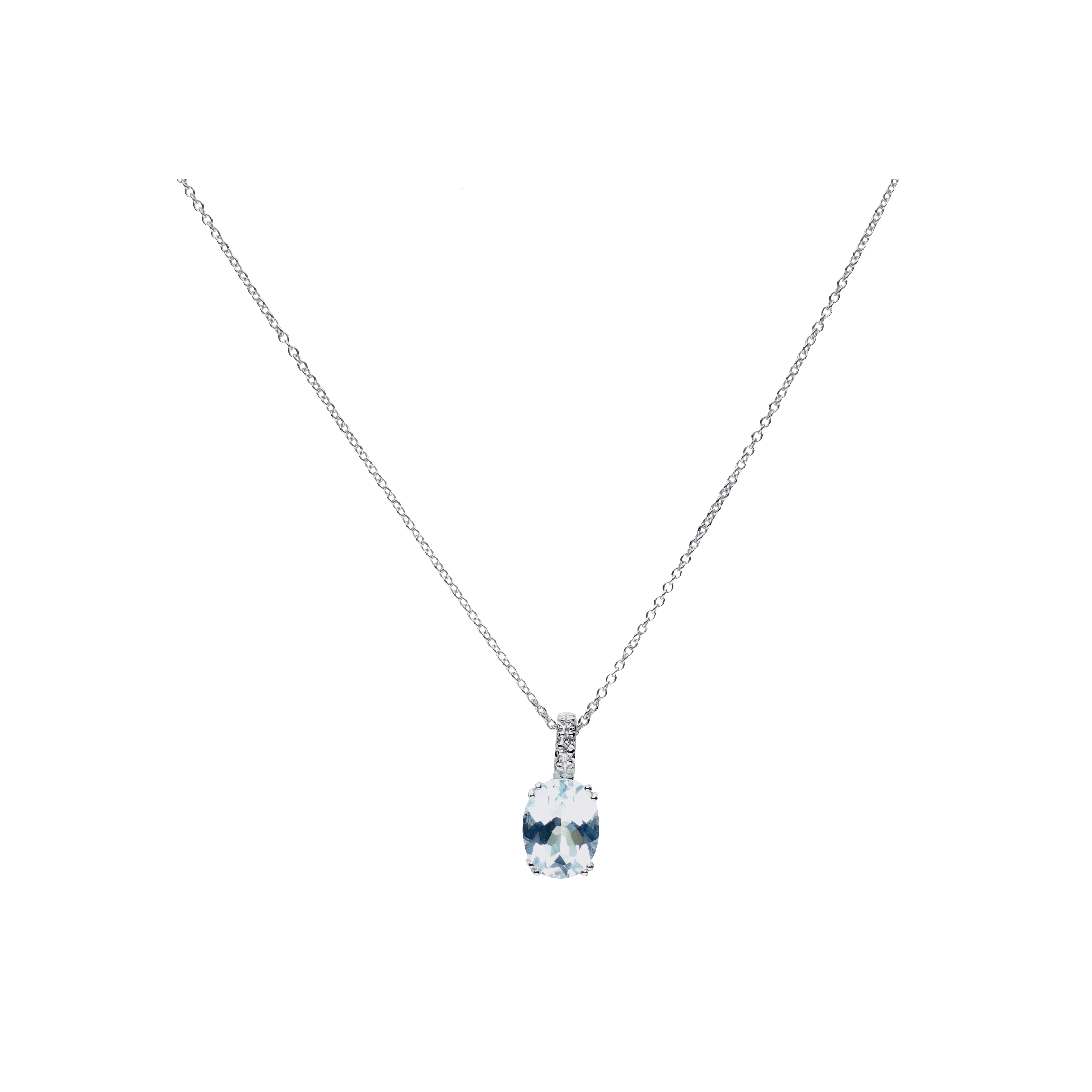 Bartorelli Italian Jewels | COLLANA IN ORO BIANCO CON ACQUAMARINA E DIAMANTI - 0050838233 (1)