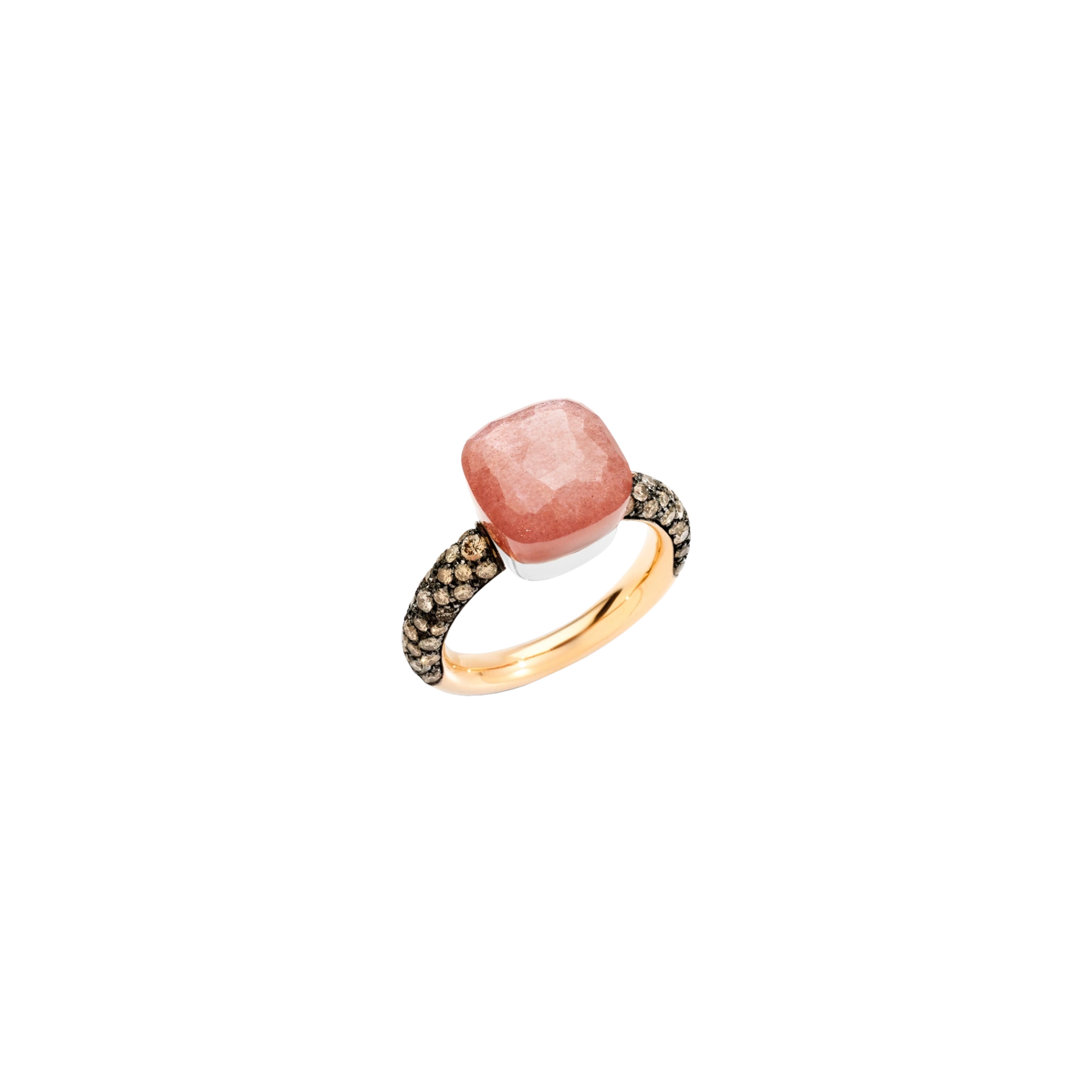 Pomellato | POMELLATO - ANELLO NUDO IN ORO ROSA E BIANCO CON ADULARIA ORANGE E DIAMANTI BROWN - PAC0040O6BKRBRADO - PAC0040O6BKRBRADO (1)