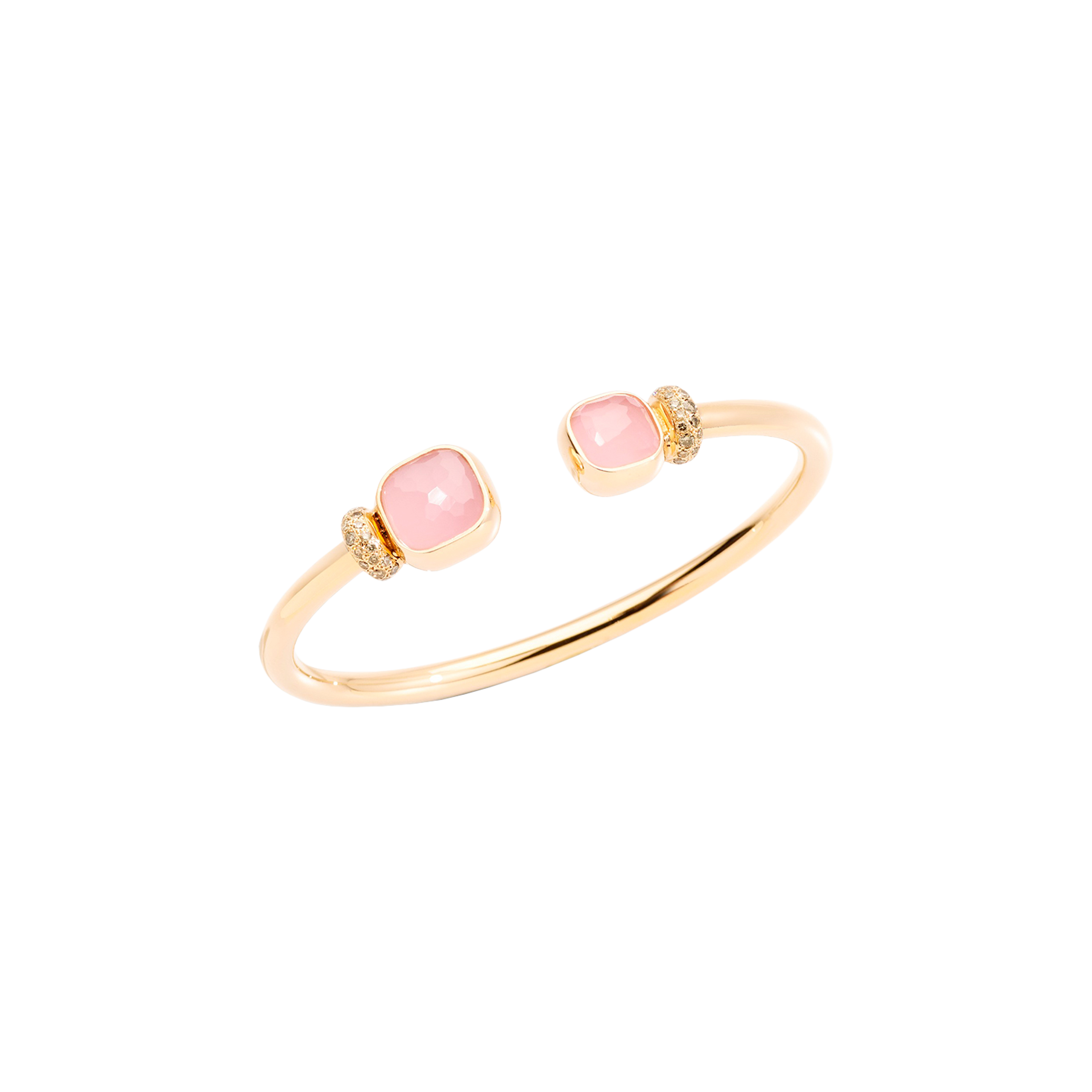 Pomellato | POMELLATO - BRACCIALE NUDO IN ORO ROSA CON QUARZO ROSA E CALCEDONIO ROSA E DIAMANTI BROWN - PBC1006O7000BRQRC - PBC1006O7000BRQRC (1)