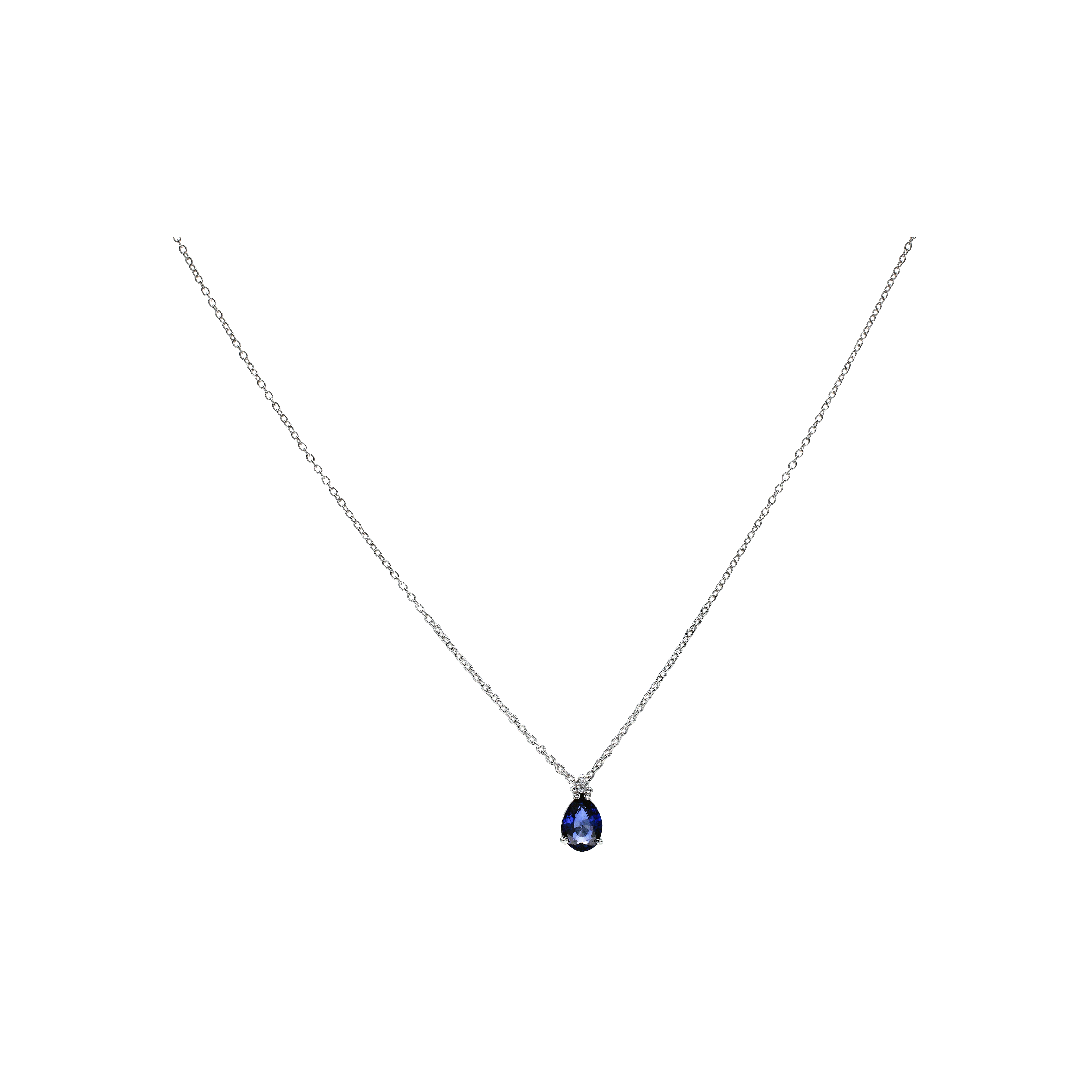 Bartorelli Italian Jewels | COLLANA IN ORO BIANCO CON CIONDOLO GOCCIA IN ZAFFIRO BLU E DIAMANTE BIANCO - 0054622Z01 (1)