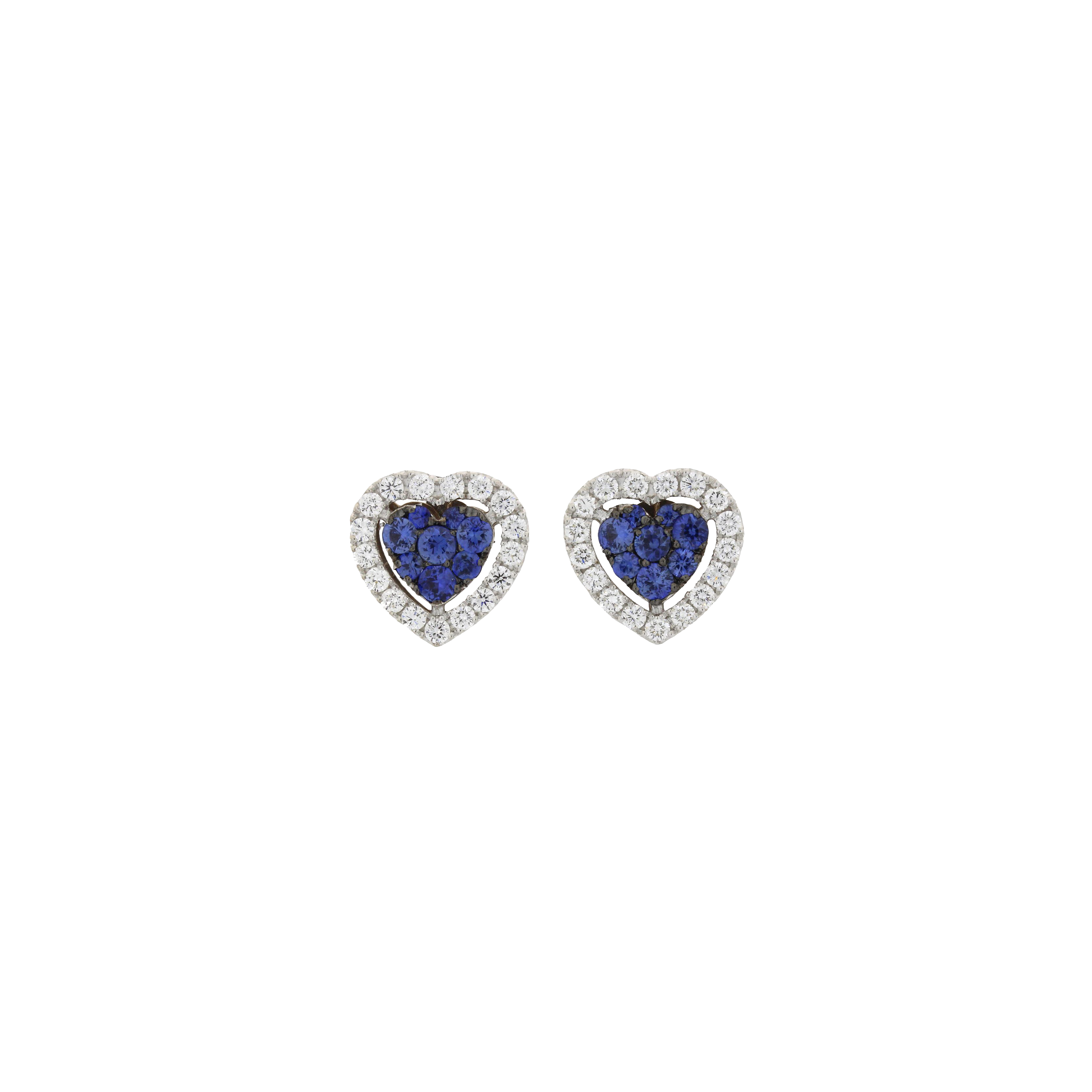 Bartorelli Italian Jewels | ORECCHINI CUORE A LOBO IN ORO BIANCO CON DIAMANTI E ZAFFIRI - 1PE0751535/5 (1)