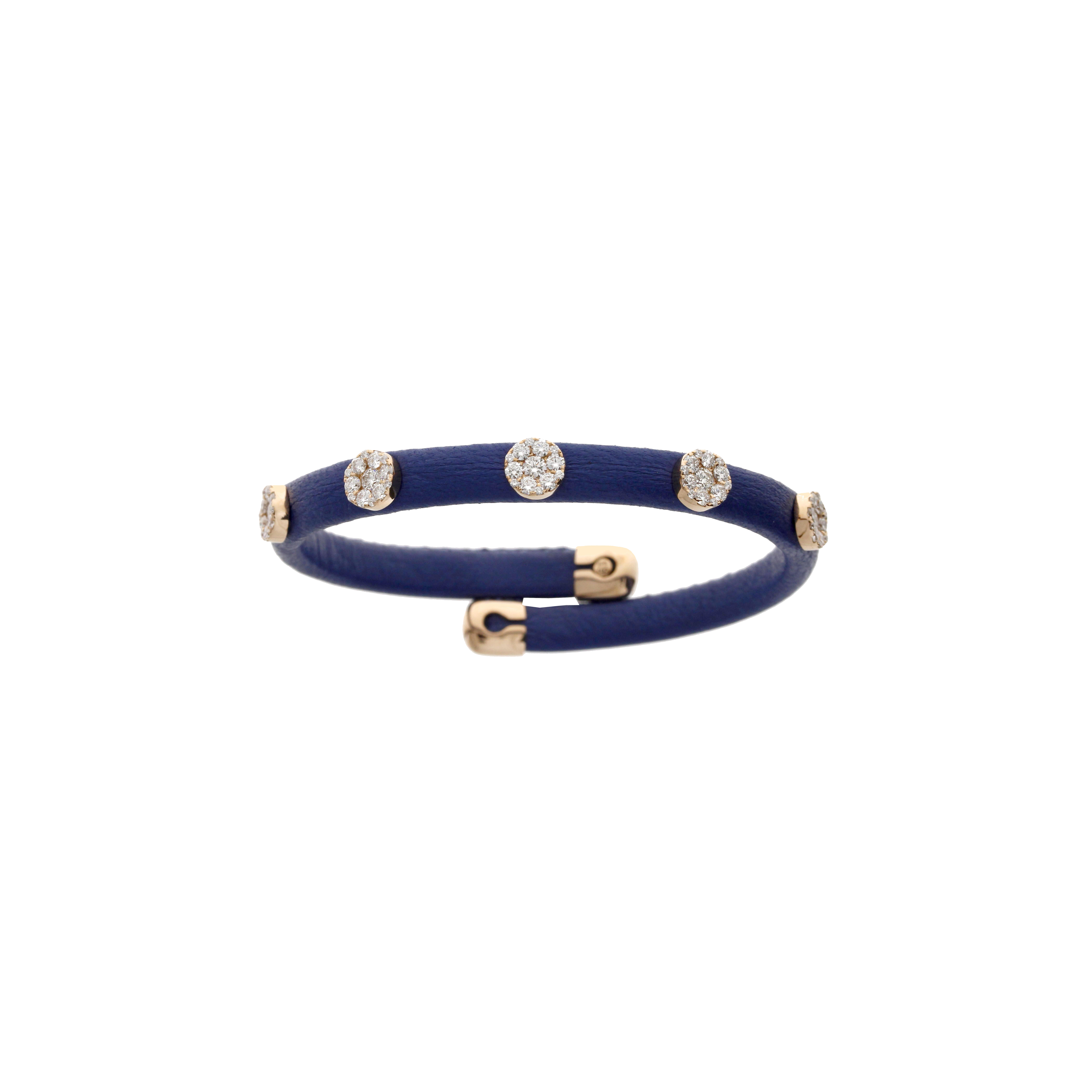Bartorelli Italian Jewels | BRACCIALE IN PELLE AZZURRA CON ELEMENTI IN ORO ROSA E DIAMANTI - 1pu0032027/2 (1)