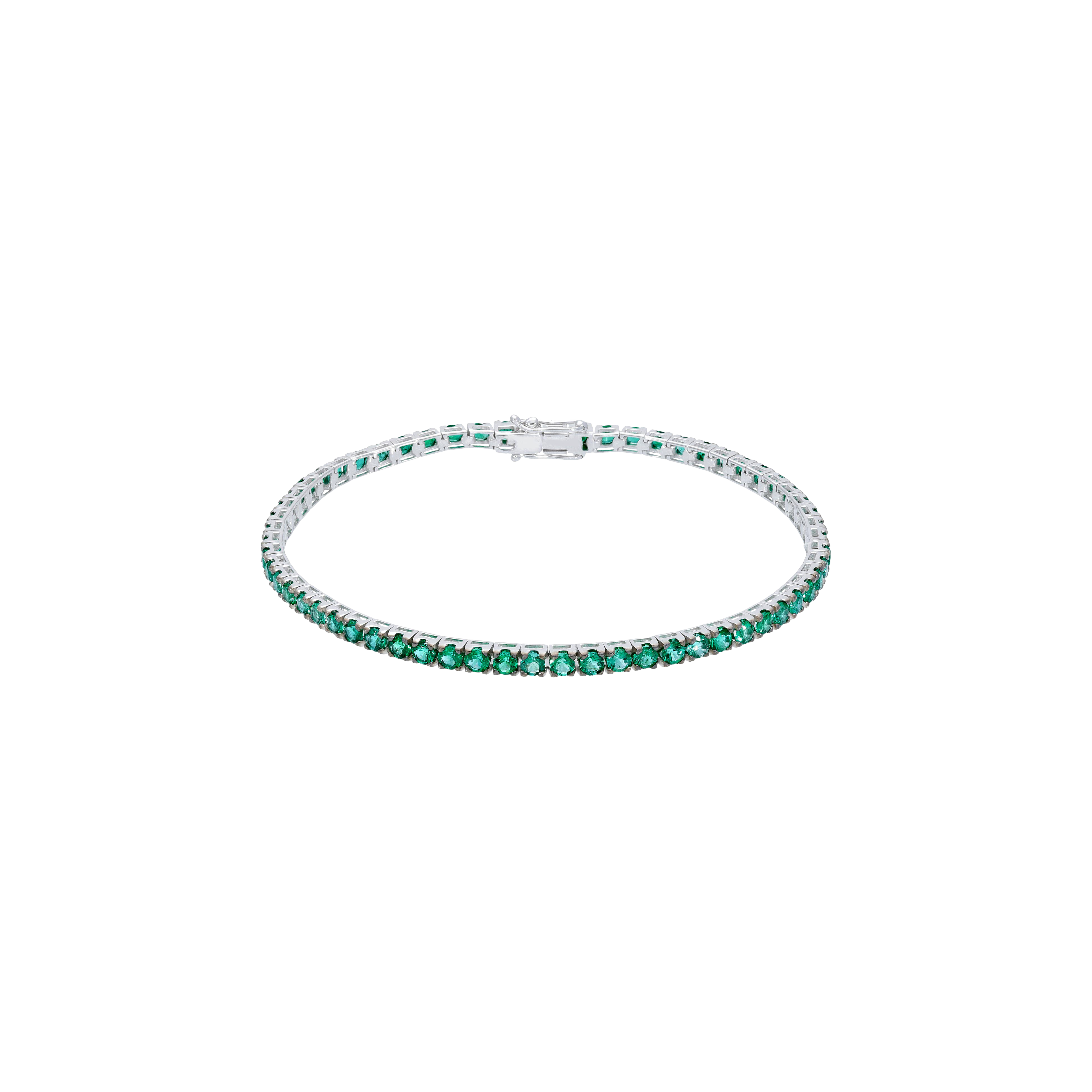 Bartorelli Italian Jewels | BRACCIALE TENNIS IN ORO BIANCO E SMERALDI - 329-L1051-H (1)