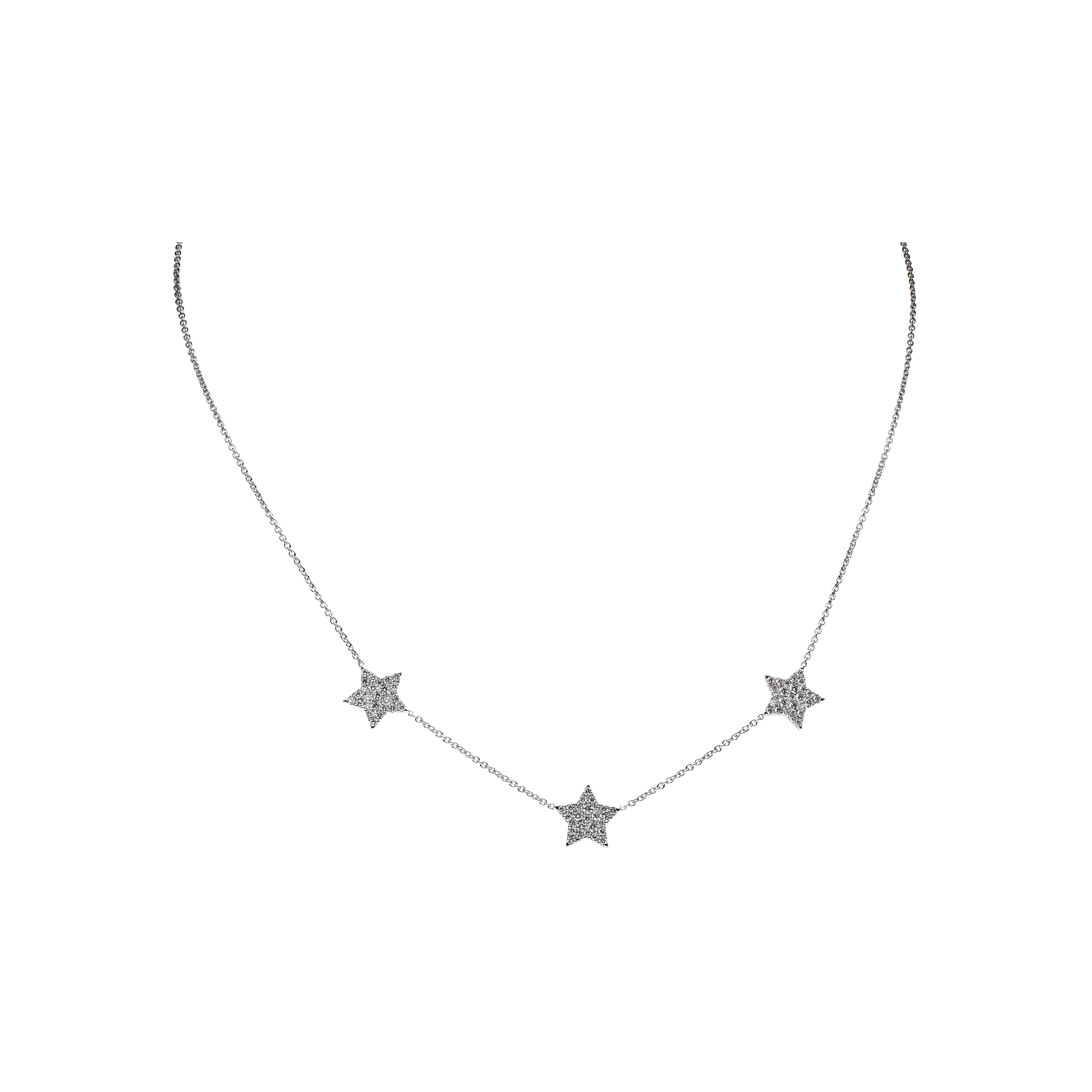 Bartorelli Italian Jewels | COLLANA GIROCOLLO IN ORO BIANCO CON STELLE IN PAV&Egrave; DI DIAMANTI - 372-2041 (1)