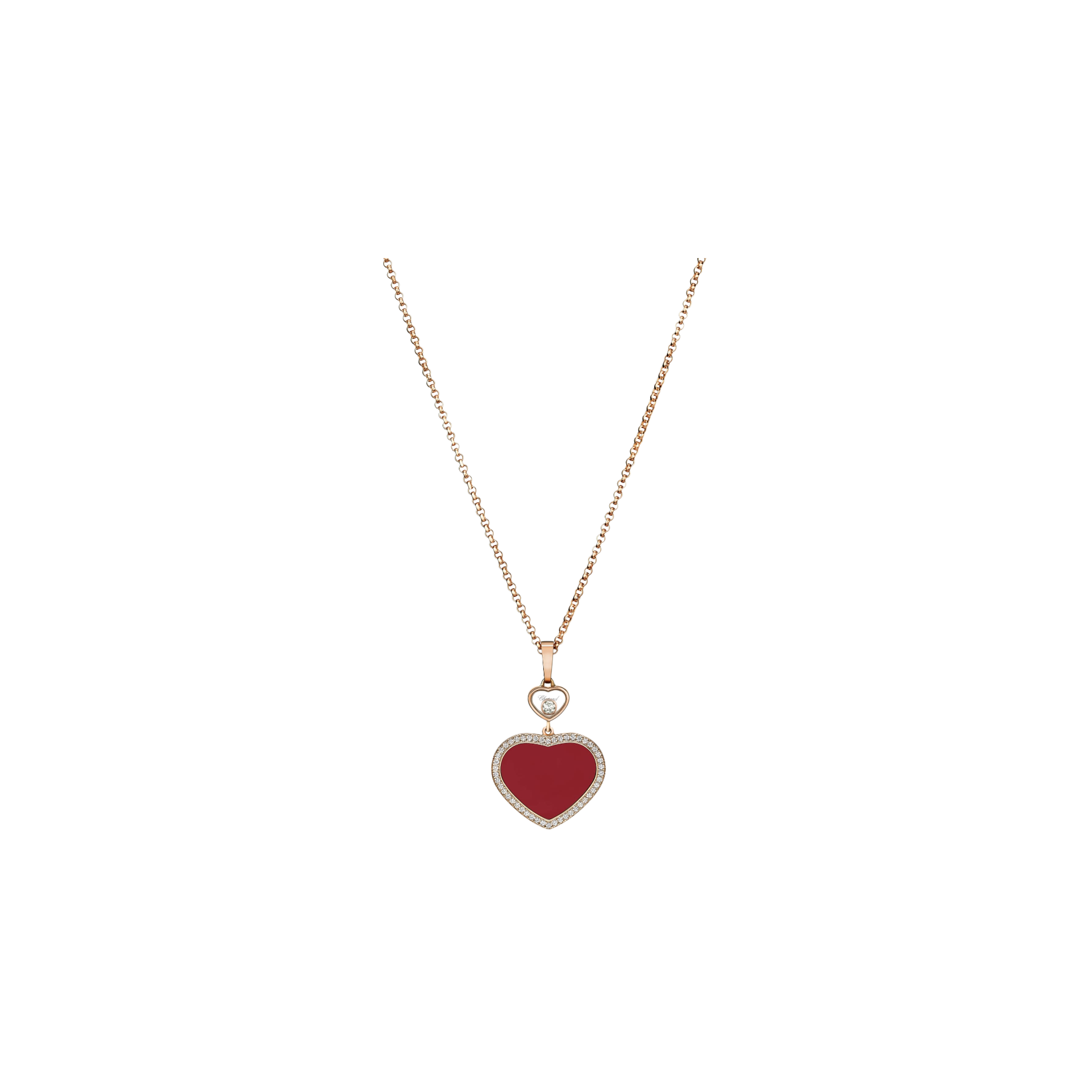Chopard | CHOPARD - HAPPY HEARTS - COLLANA IN ORO ROSA ETICO, DIAMANTE, PIETRA ROSSA - 79A074-5801 - 79A074 (1)