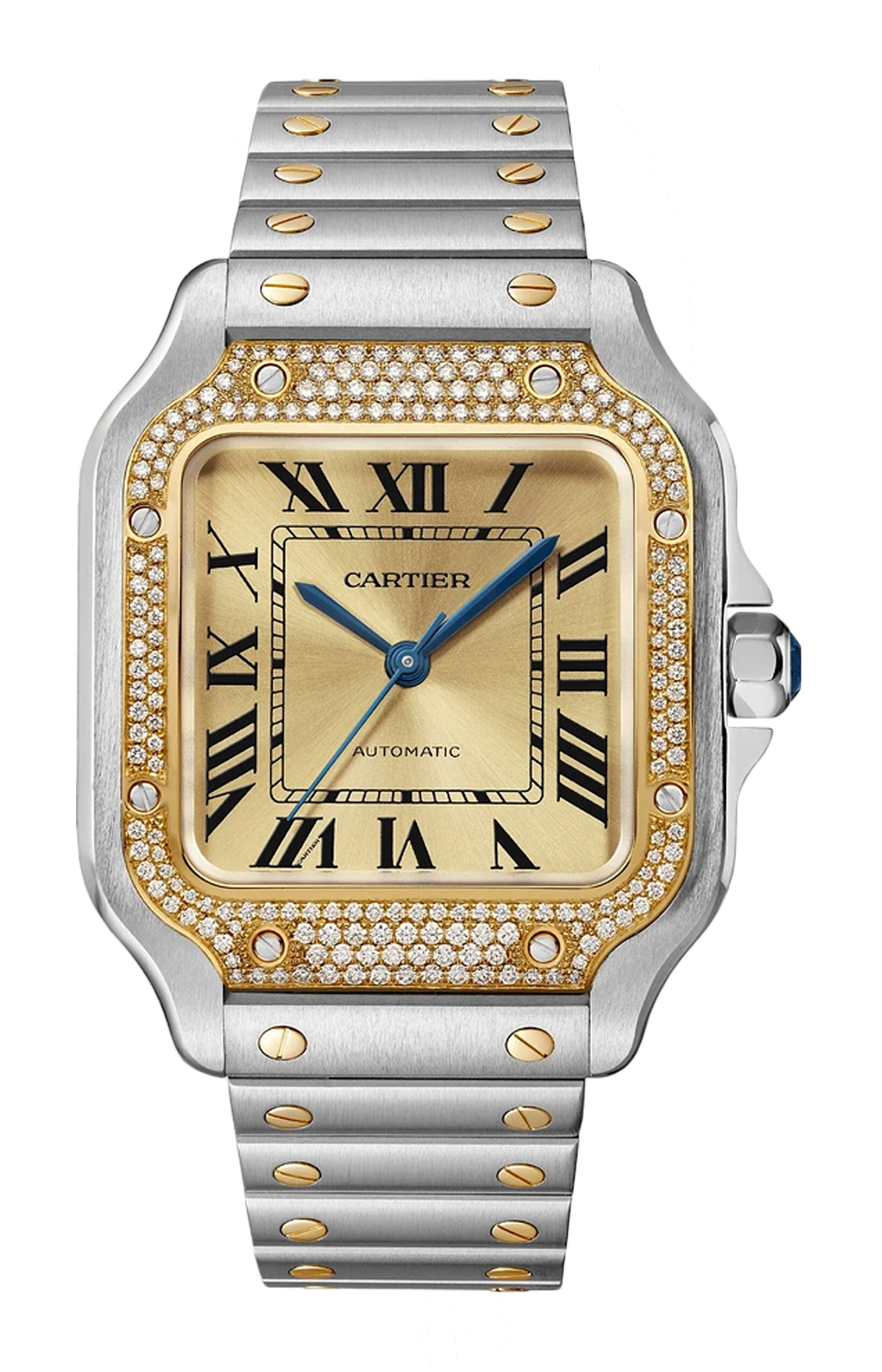 Cartier | SANTOS DE CARTIER, MODELLO MEDIO, ACCIAIO, ORO GIALLO, DIAMANTI, AUTOMATICO - W3SA0007 (1)