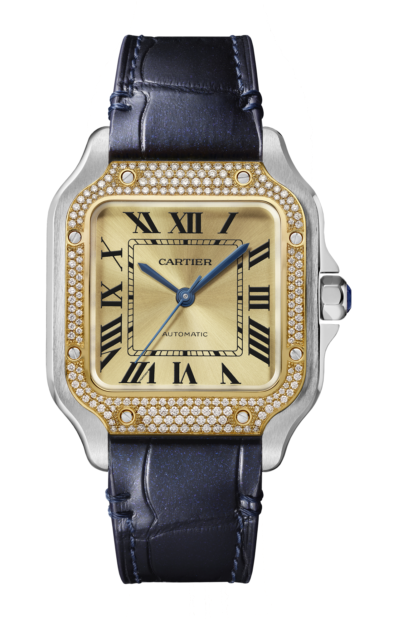 Cartier | SANTOS DE CARTIER, MODELLO MEDIO, ACCIAIO, ORO GIALLO, DIAMANTI, AUTOMATICO - W3SA0007 (2)