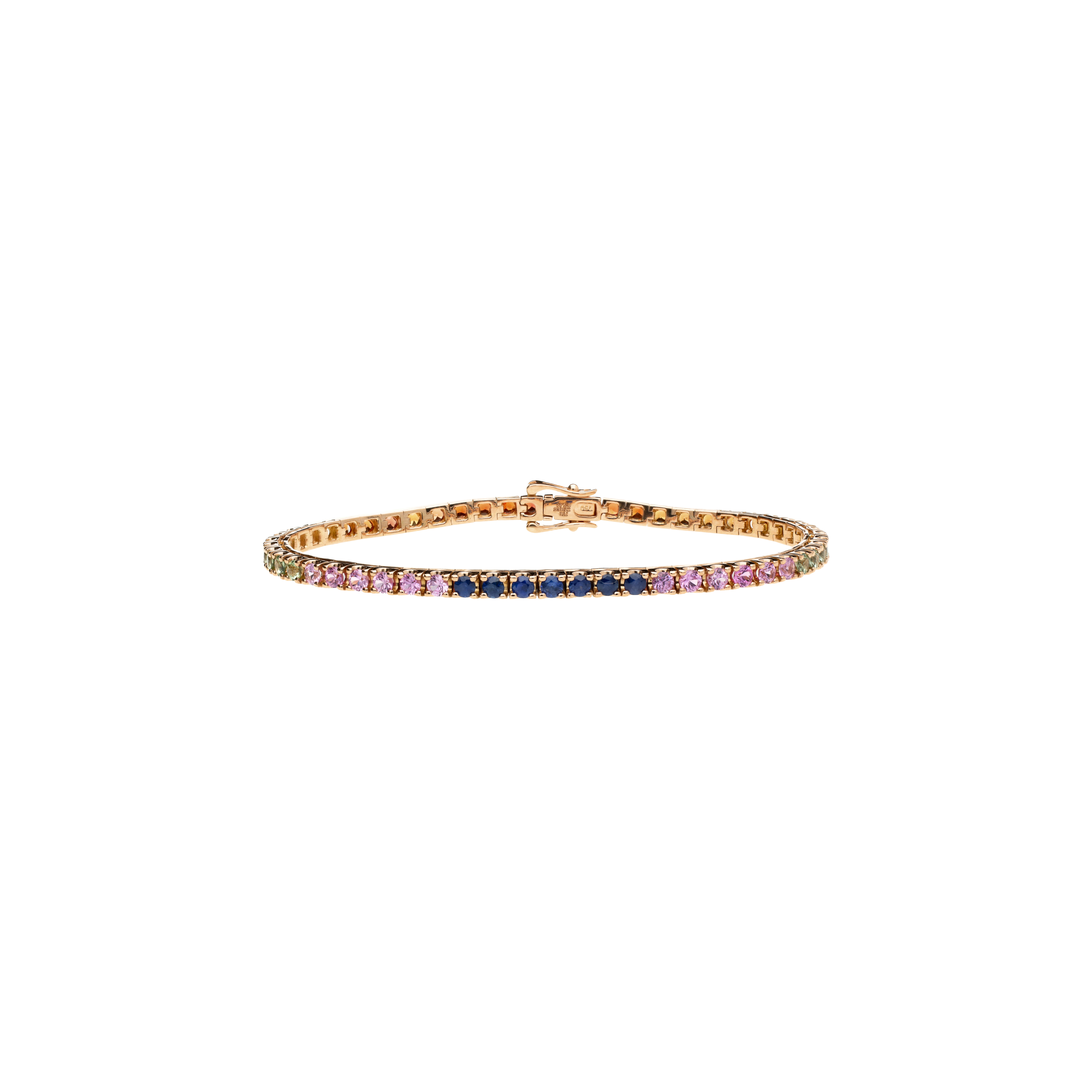 Bartorelli Italian Jewels | BRACCIALE TENNIS RAINBOW IN ORO ROSA CON ZAFFIRI MULTICOLOR - AB0305/MCS (1)