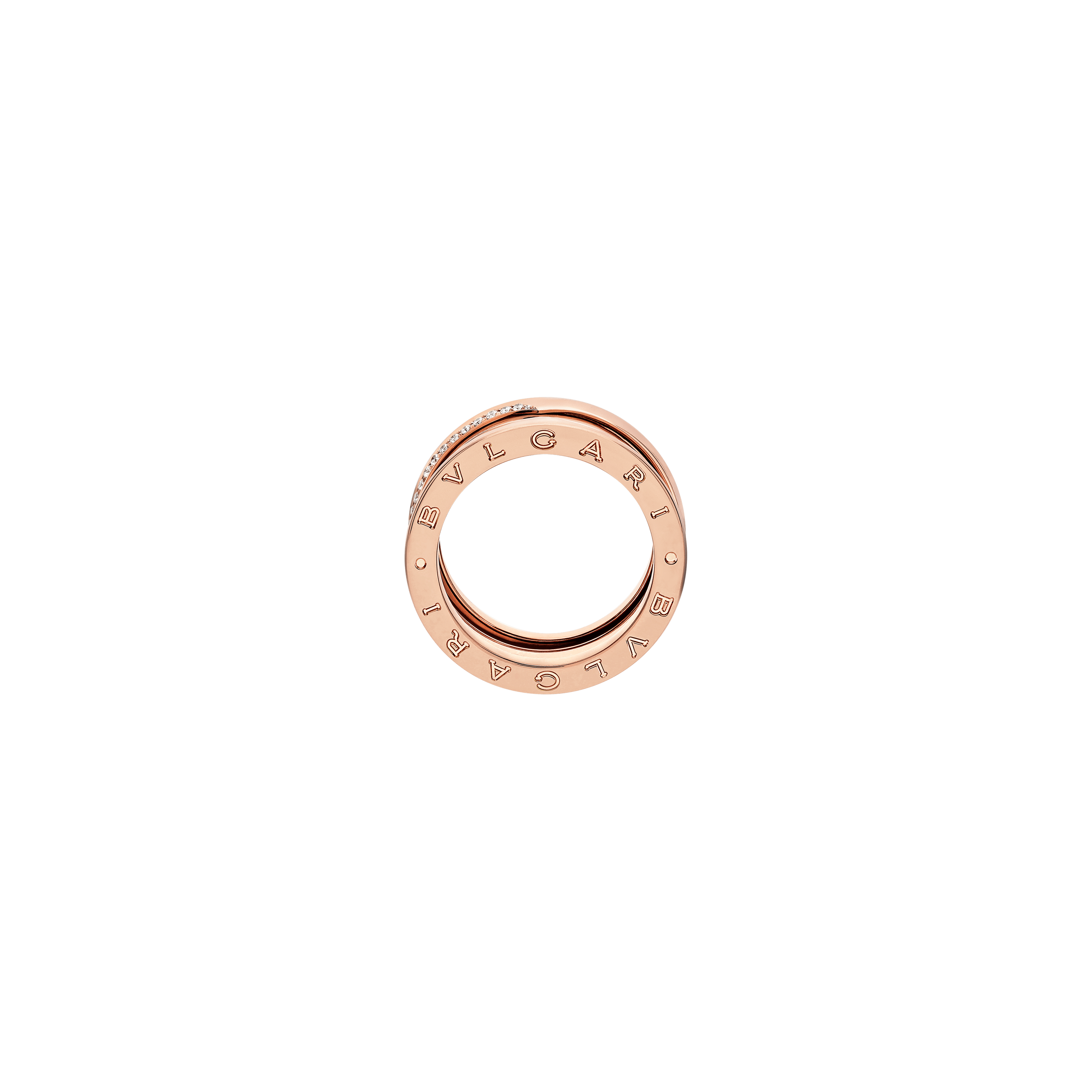 Bulgari | ANELLO B.ZERO1 IN ORO ROSA A TRE FASCE CON DEMI-PAV&Egrave; DI DIAMANTI - AN859412 - AN859412 (2)