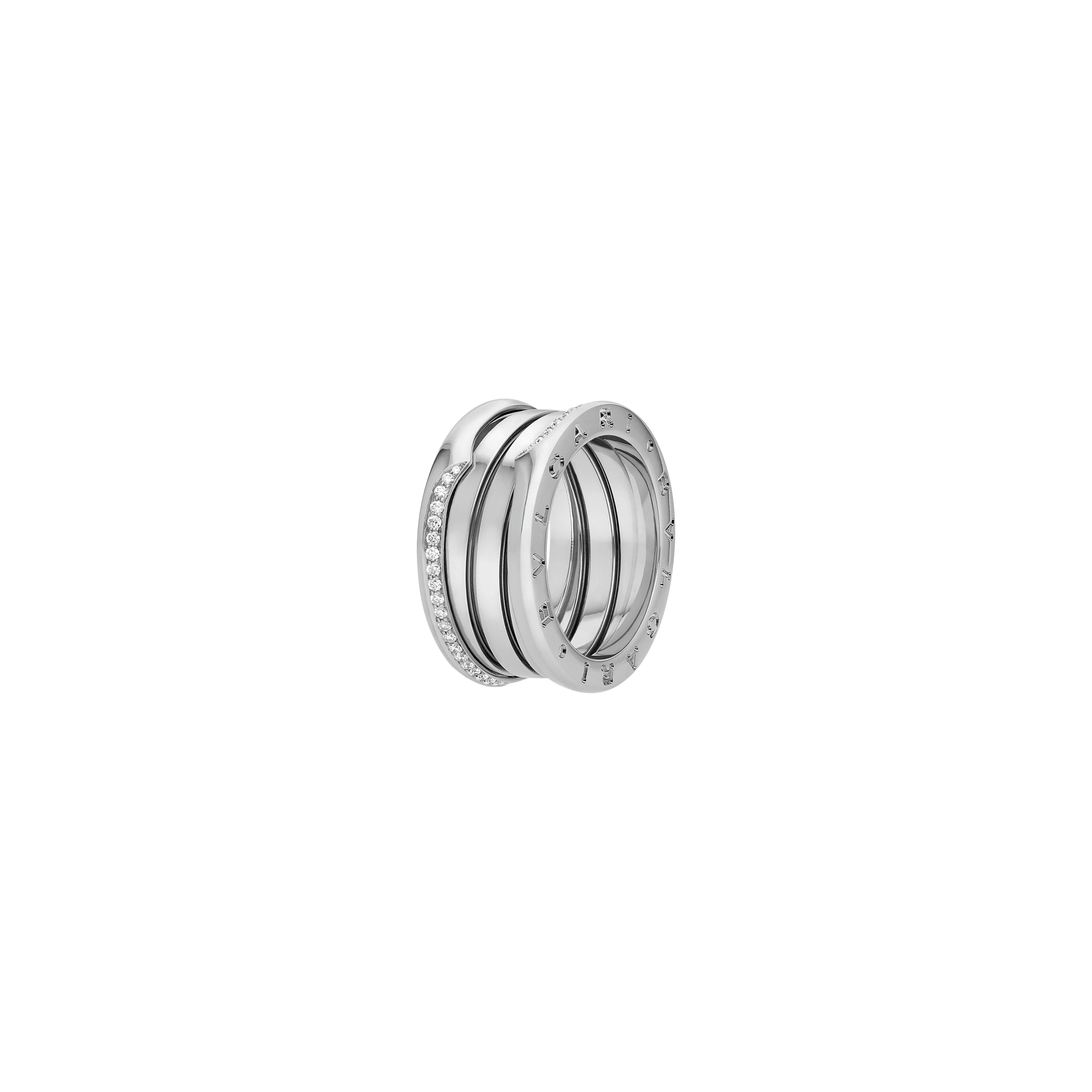 Bulgari | ANELLO B.ZERO1 A TRE FASCE IN ORO BIANCO CON DEMI-PAV&Egrave; DI DIAMANTI - AN859412 - AN859830 (1)