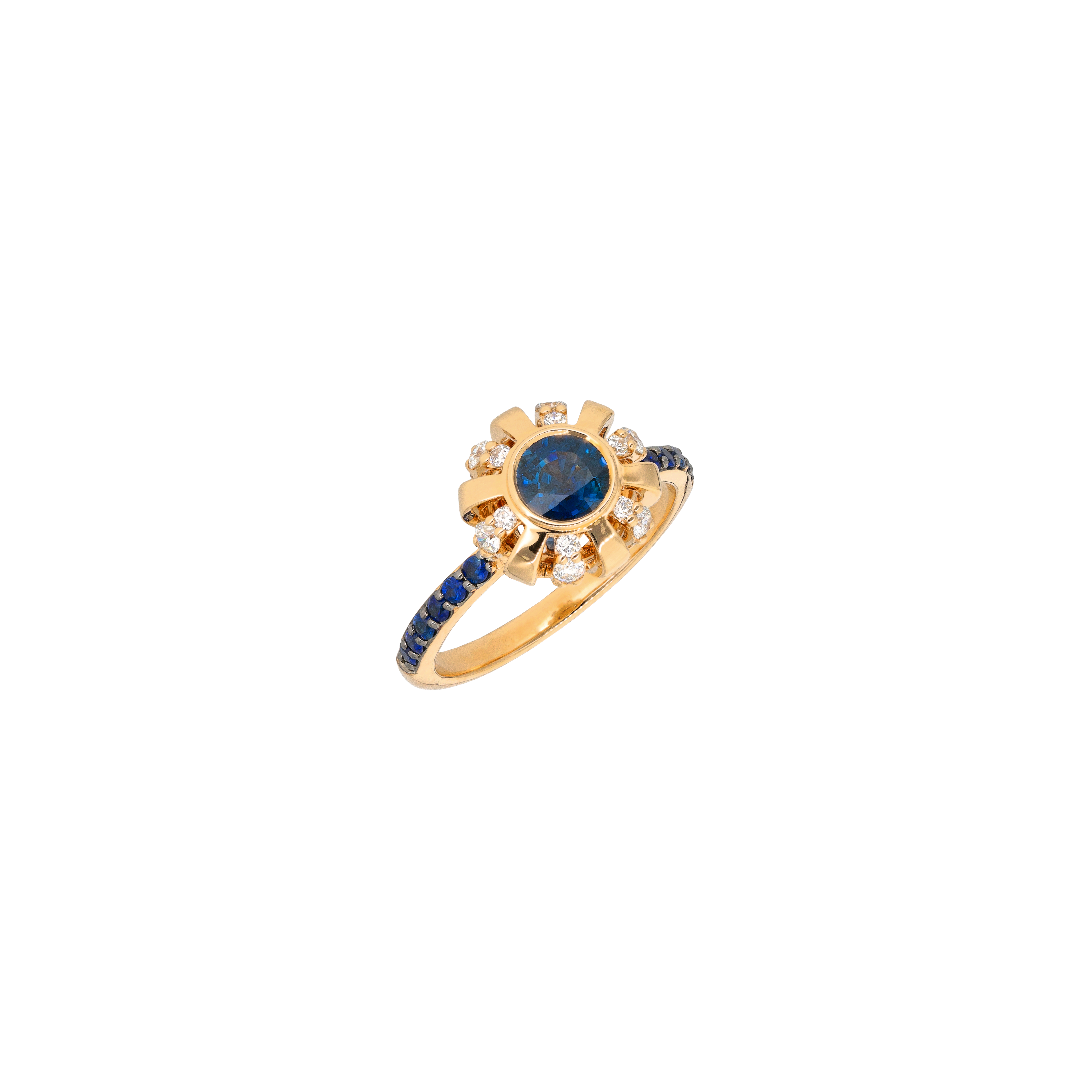 Bartorelli Italian Jewels | ANELLO CORONA IN ORO ROSA CON  DIAMANTI E ZAFFIRI BLU - VR28849SBDP (1)