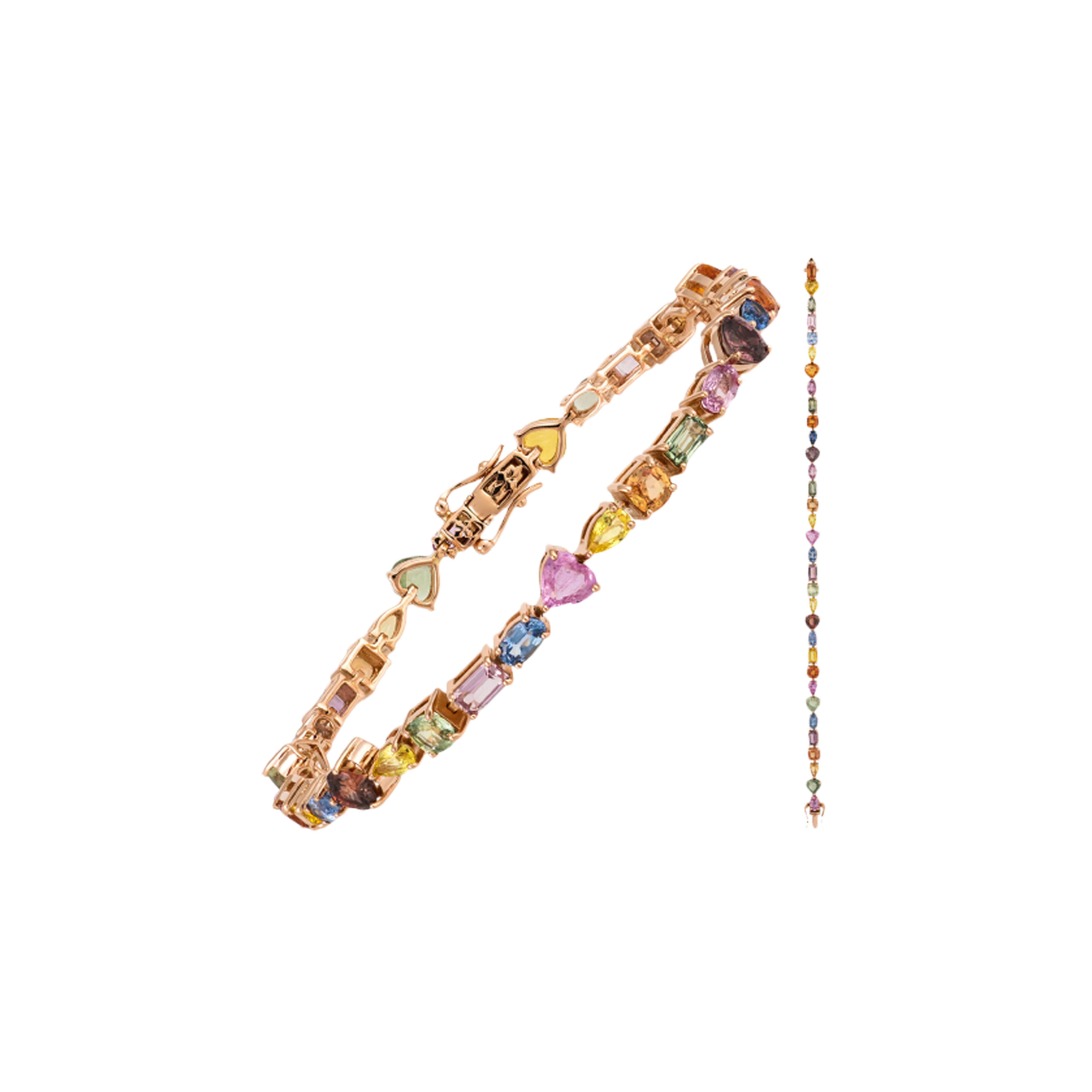 Bartorelli Italian Jewels | BRACCIALE TENNIS IN ORO ROSA CON ZAFFIRI MULTICOLOR - KB1108/MS (1)