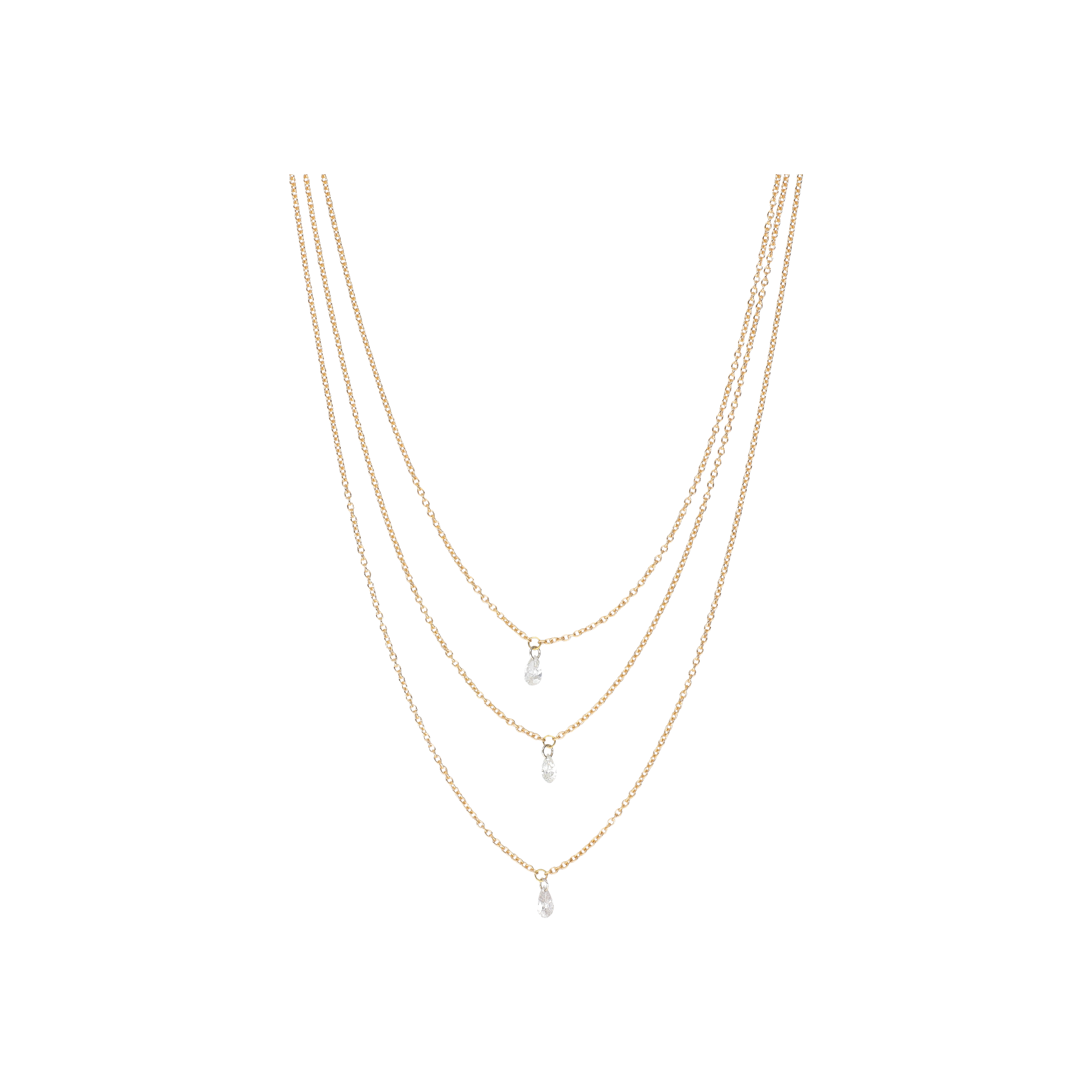 Bartorelli Italian Jewels | COLLANA IN ORO ROSA A TRE FILI CON TRE DIAMANTI PENDENTI - C058/25 (1)