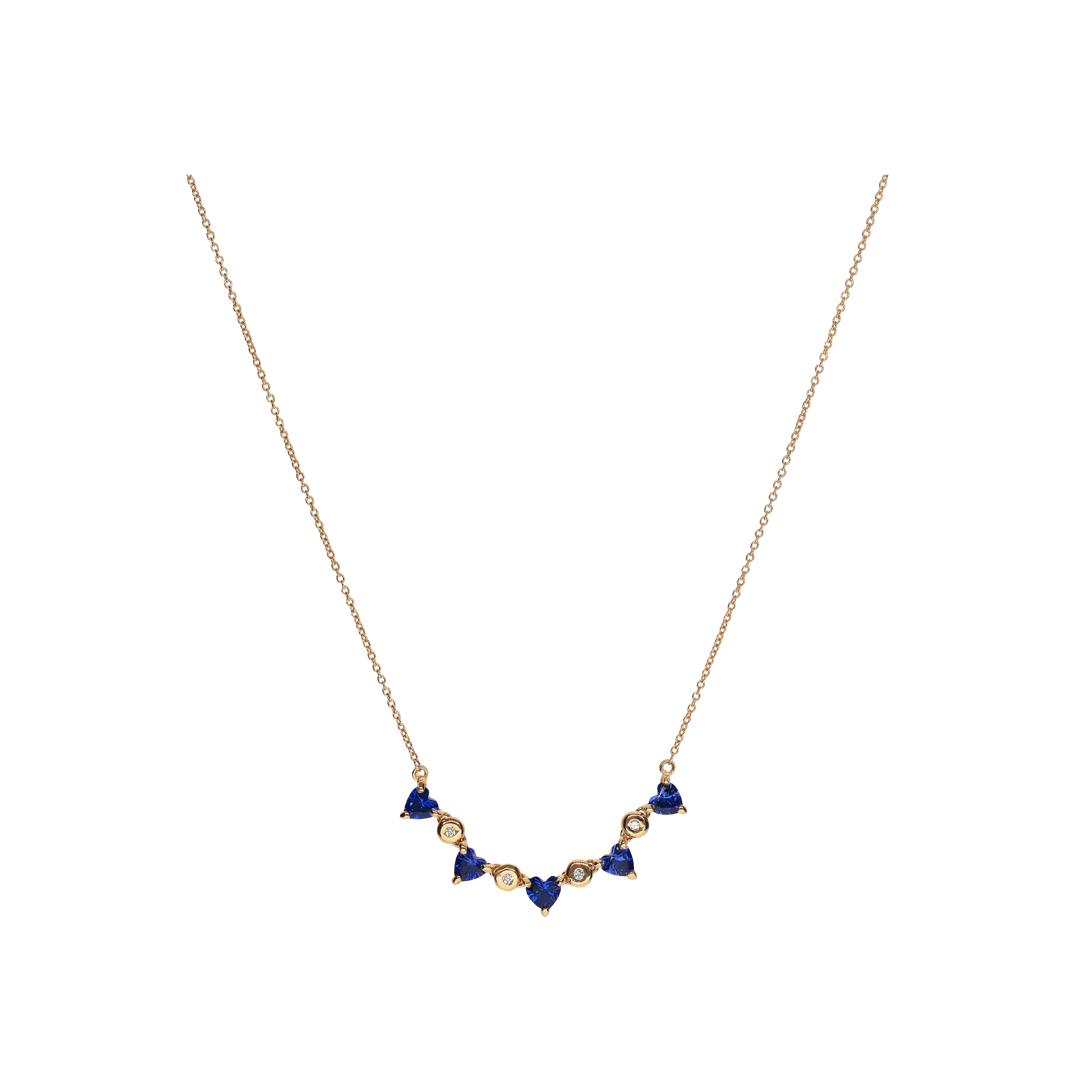 Bartorelli Italian Jewels | COLLANA IN ORO ROSA CON CUORI IN ZAFFIRI BLU E  DIAMANTI - C069/4-ZB (1)