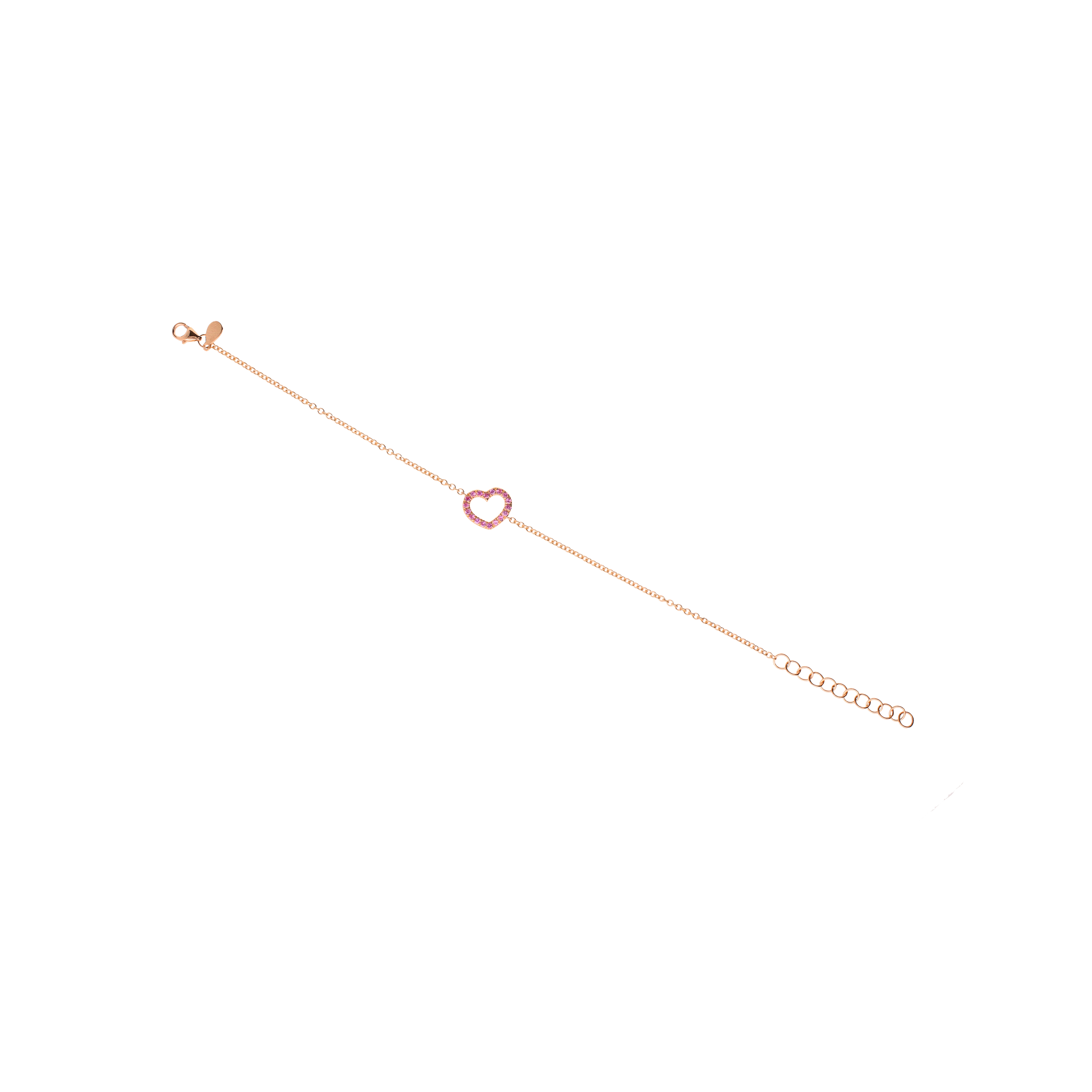 Bartorelli Italian Jewels | BRACCIALE IN ORO ROSA CON CUORE SILHOUETTE IN ZAFFIRI ROSA - FB1419R009N (1)