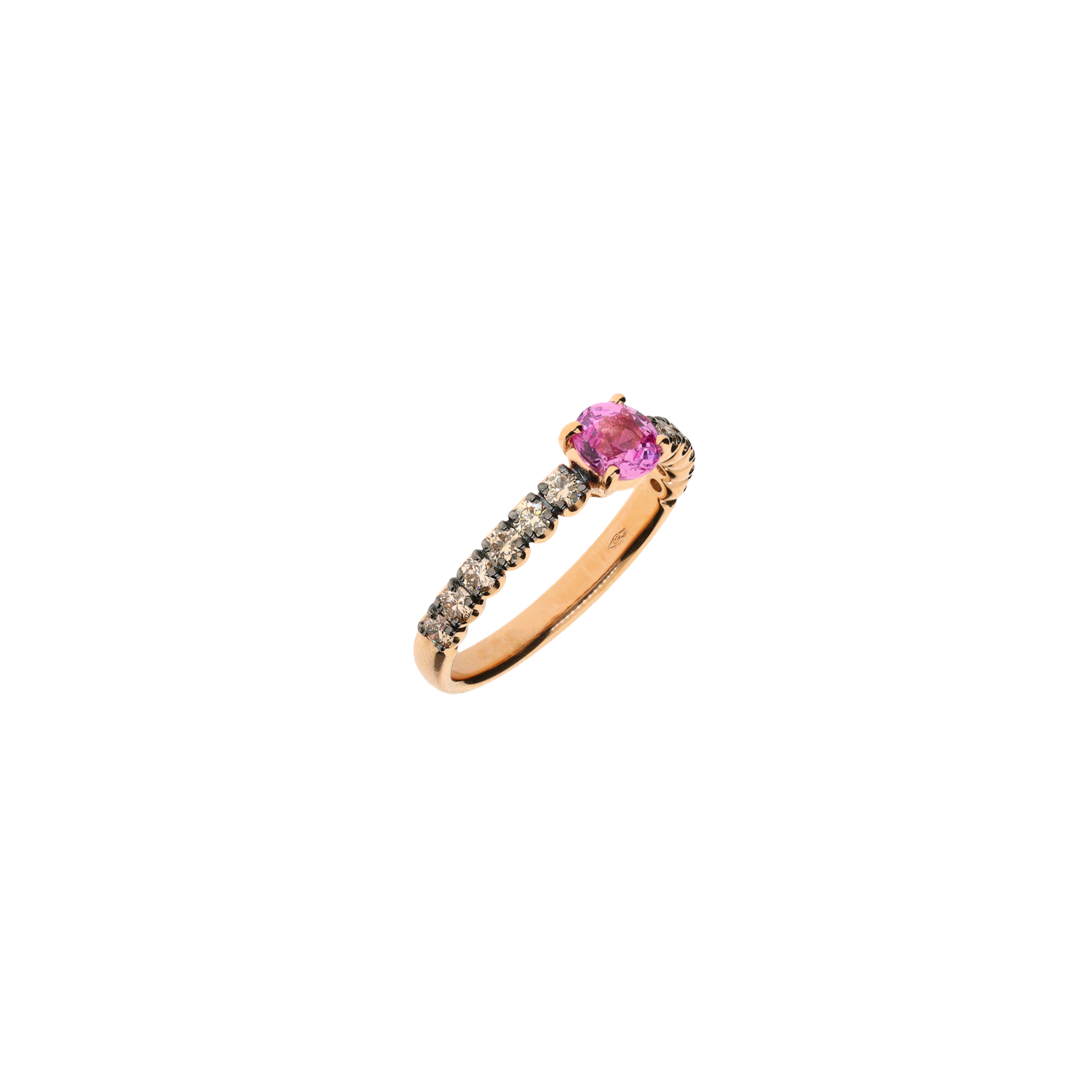 Bartorelli Italian Jewels | ANELLO IN ORO ROSA CON ZAFFIRO ROSA E DIAMANTI BROWN TAGLIO BRILLANTE - FA1141R008002N (1)