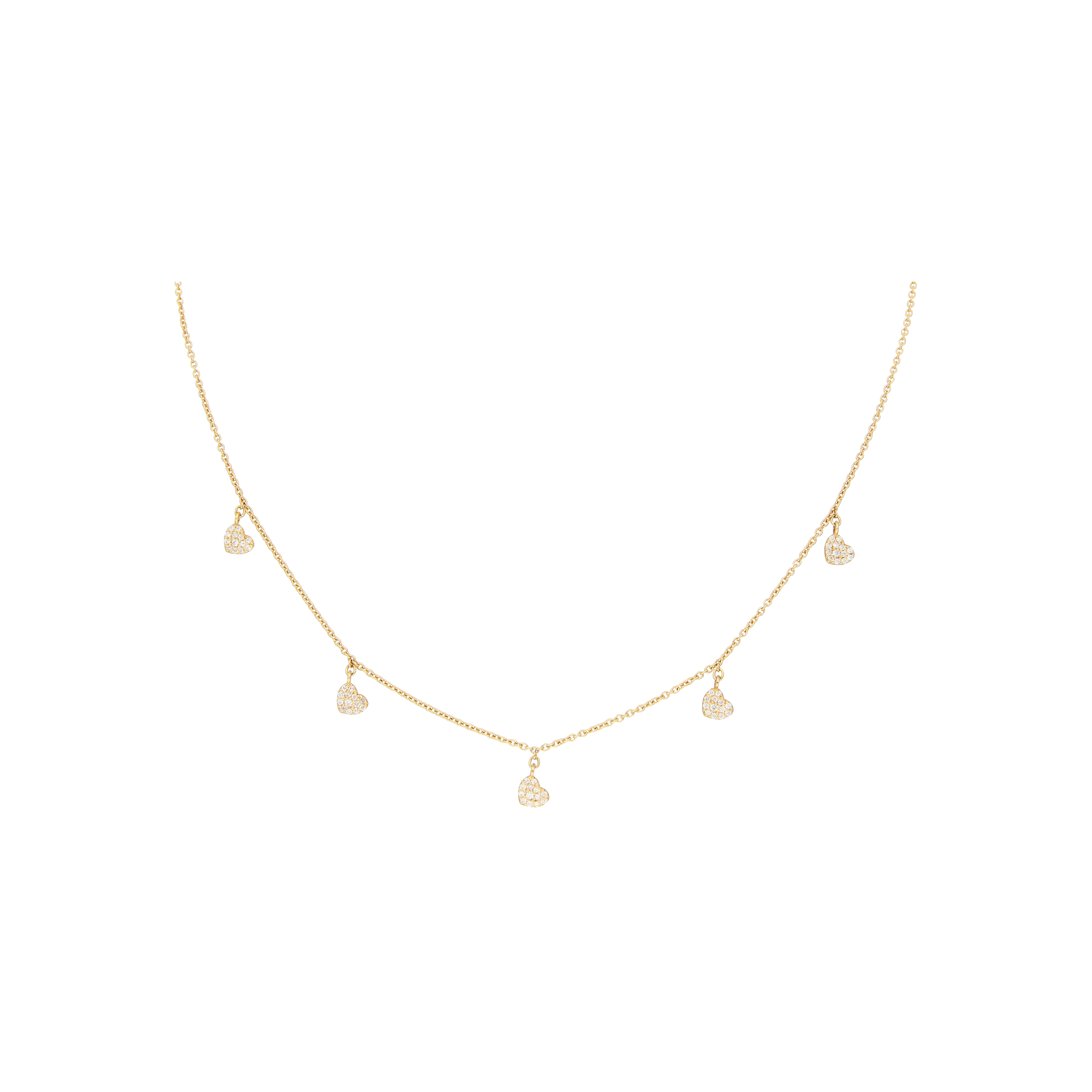 Bartorelli Italian Jewels | GIROCOLLO IN ORO ROSA CON PENDENTI CUORI IN PAV&Eacute; DI DIAMANTI - C054/4-C4 (1)