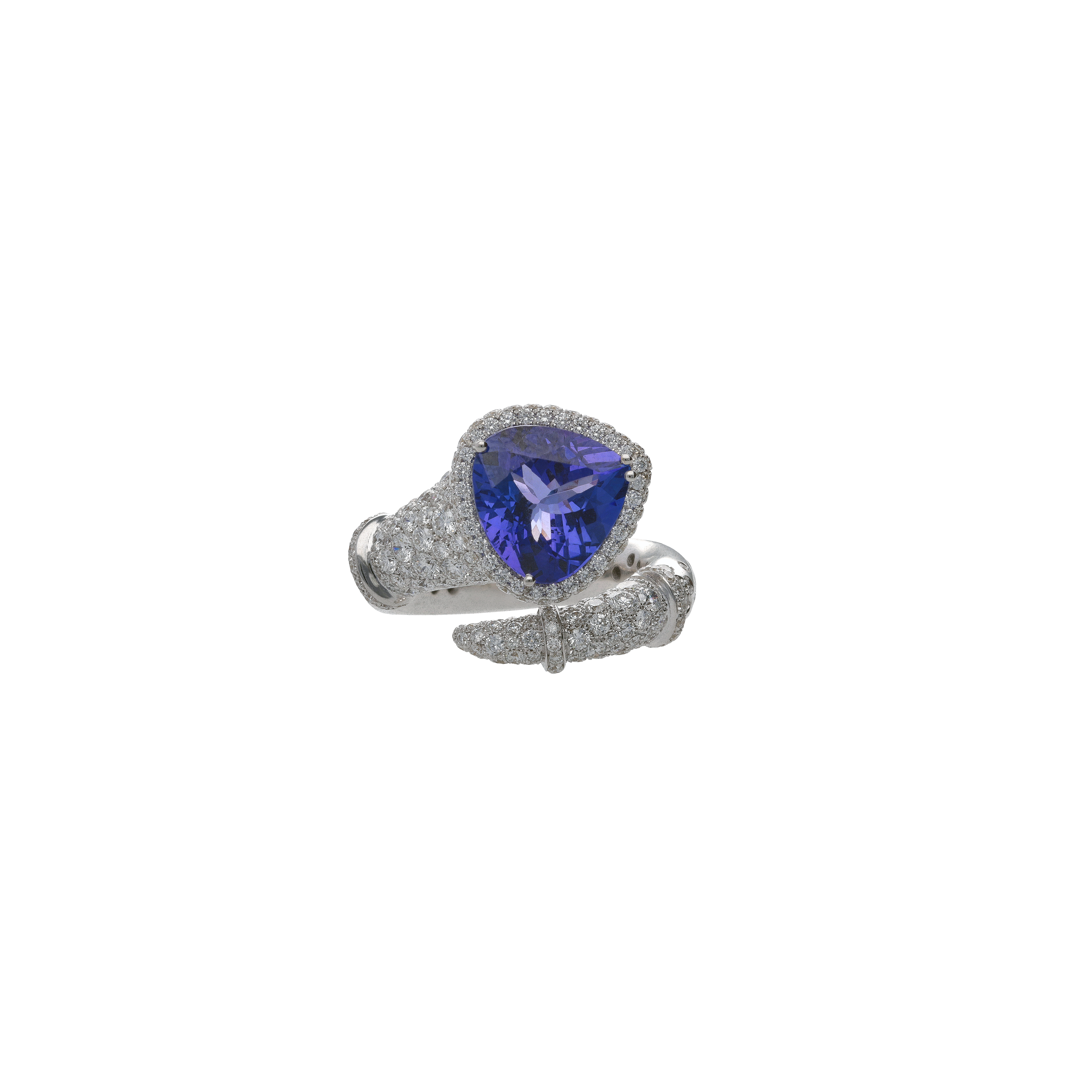 Bartorelli Italian Jewels | ANELLO IN ORO BIANCO CON TANZANITE CUORE E PAVE' DI DIAMANTI - PU4800A (2)
