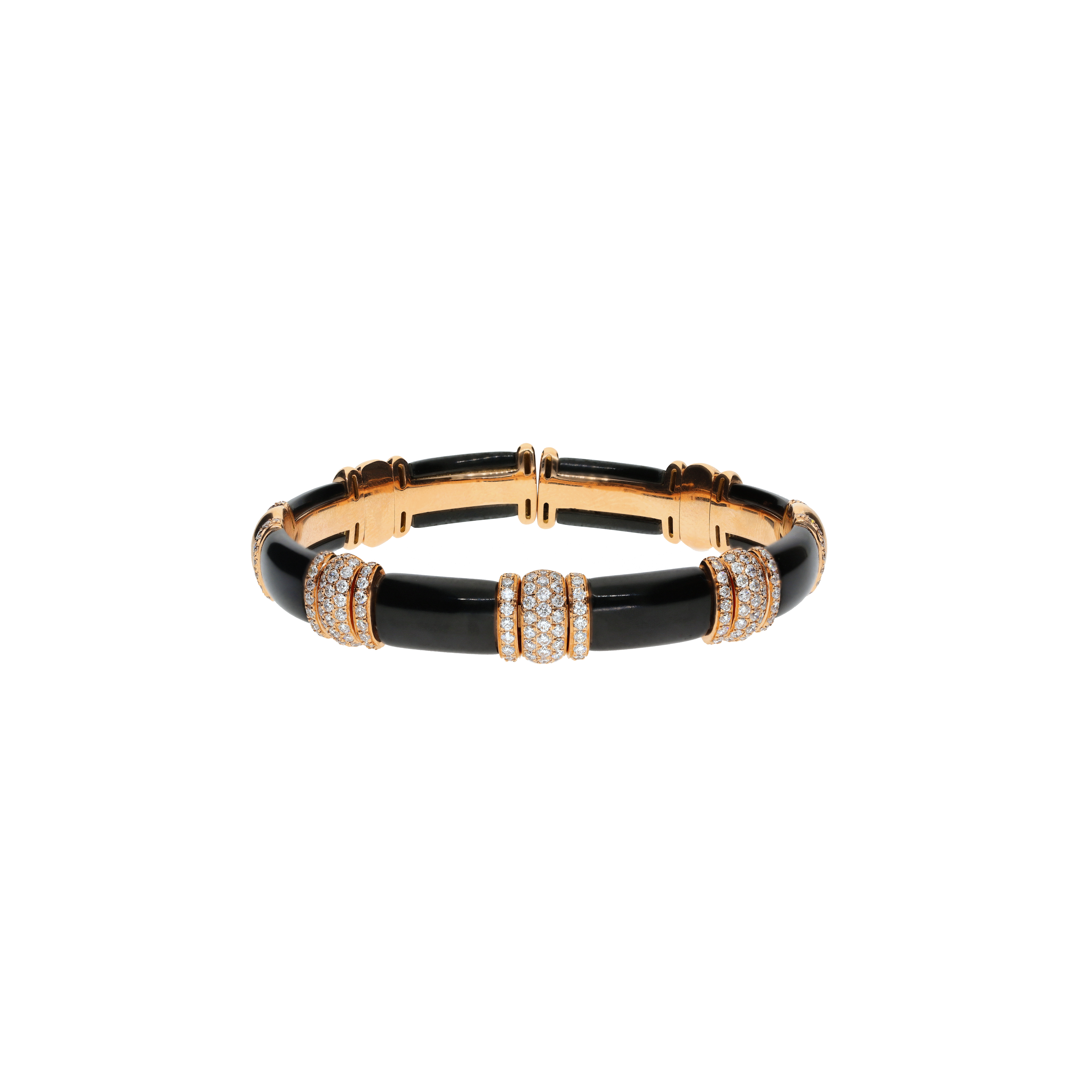 Bartorelli Italian Jewels | BRACCIALE RIGIDO IN ORO ROSA CON DIAMANTI E ONICE - PU4709B (1)