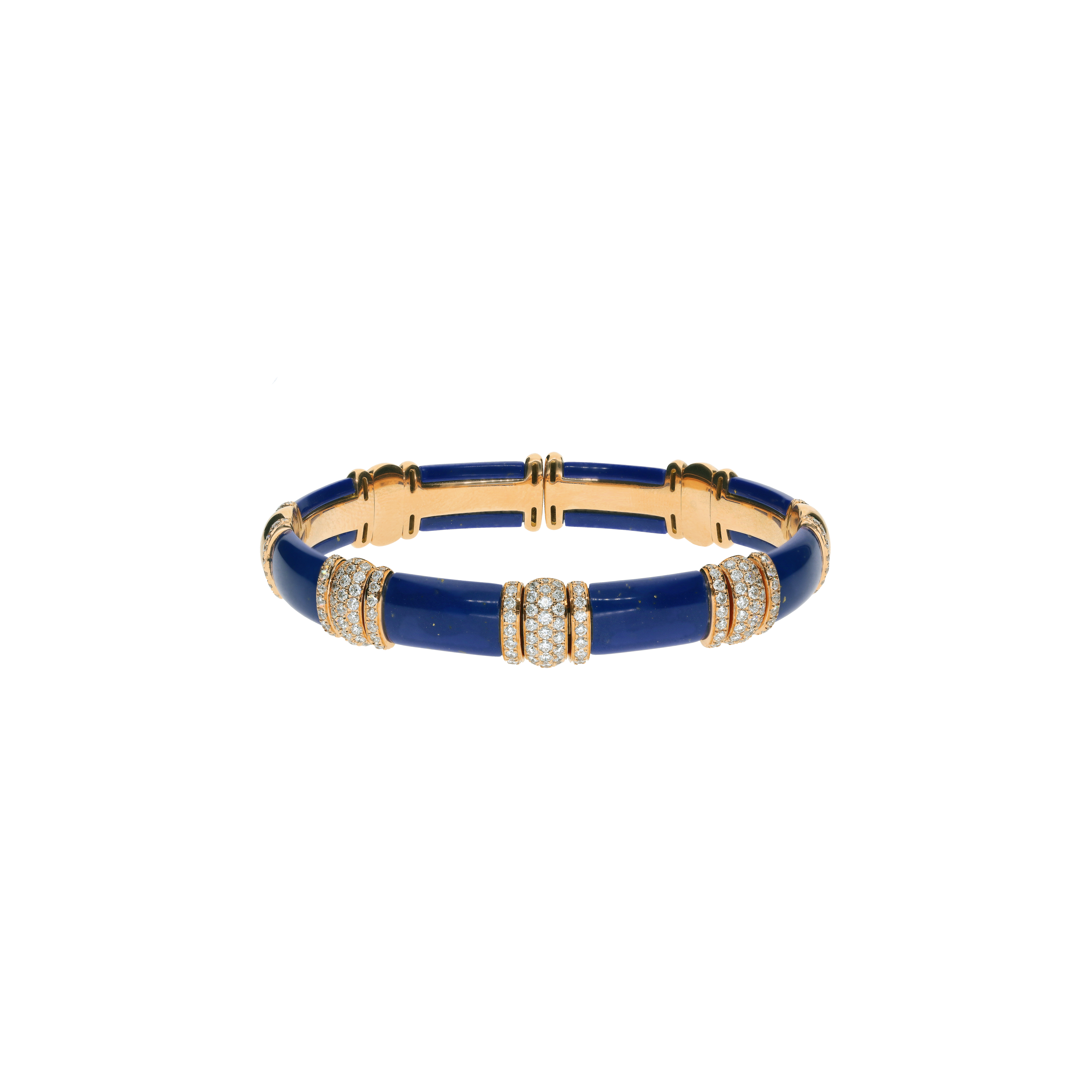 Bartorelli Italian Jewels | BRACCIALE RIGIDO IN ORO ROSA CON DIAMANTI E LAPISLAZZULI - PU4709L (1)