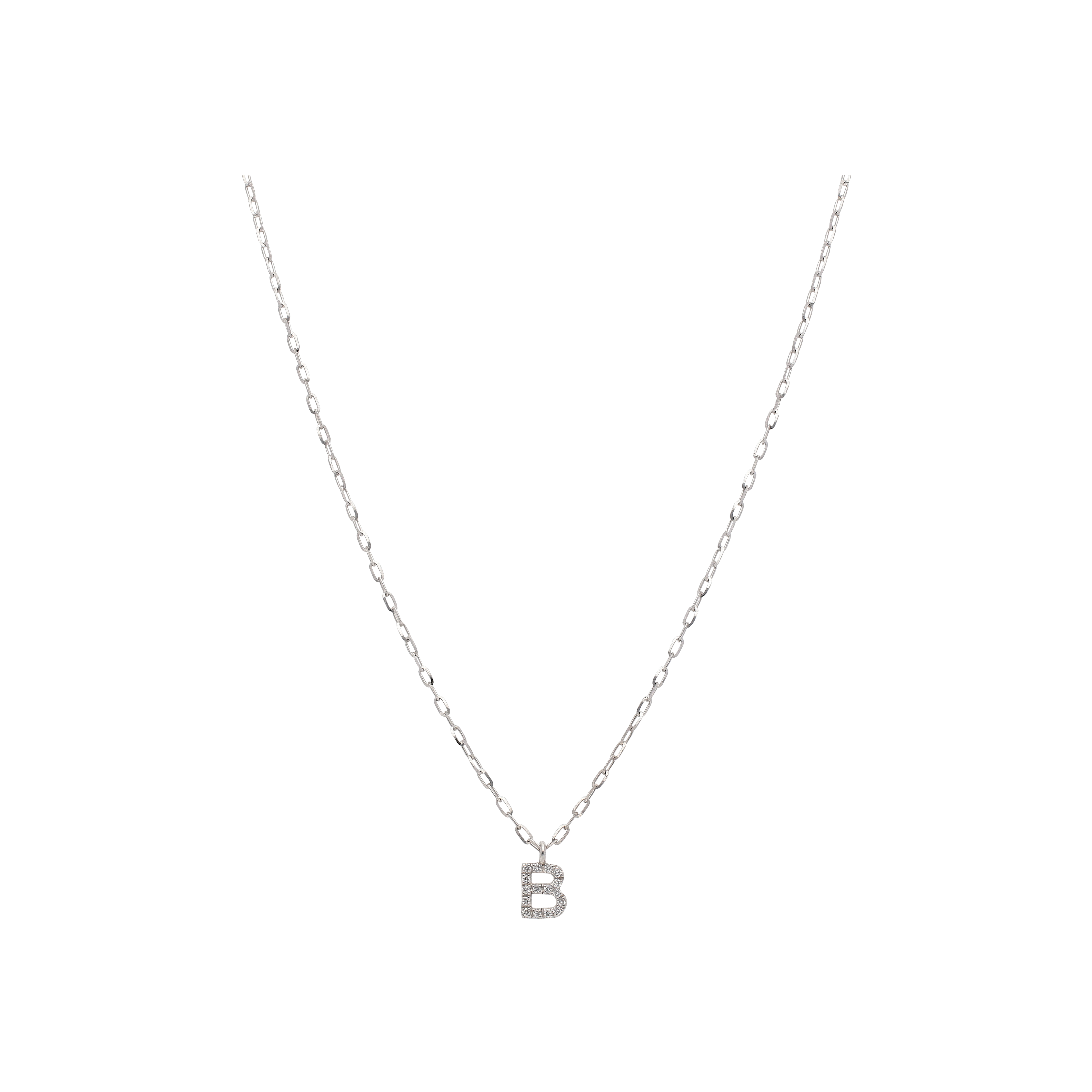 Bartorelli Italian Jewels | COLLANA ORO BIANCO CON CIONDOLO LETTERA B IN DIAMANTI TAGLIO BRILLANTE - BACO0025 (1)