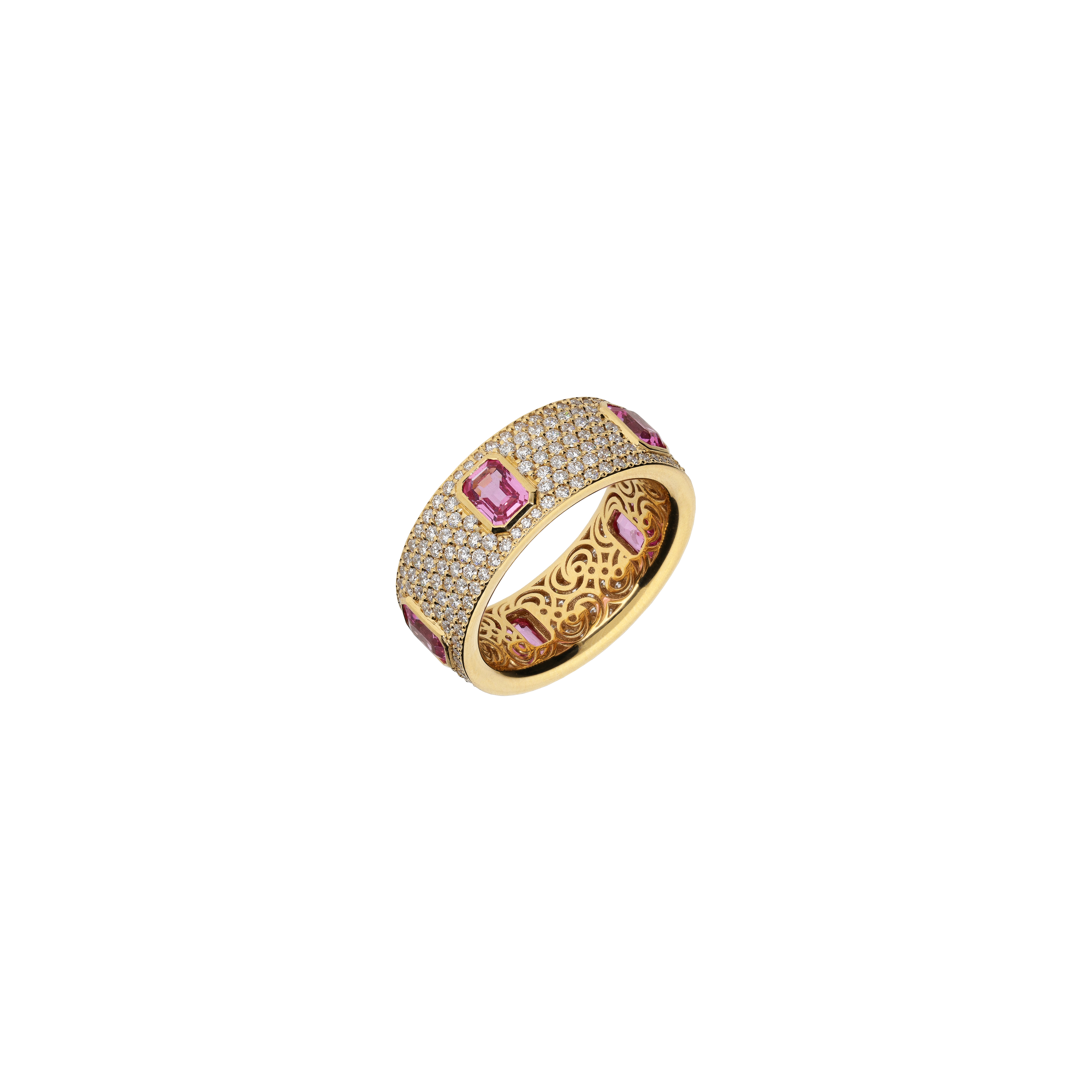 Bartorelli Italian Jewels | ANELLO IN ORO ROSA CON PAVE' DI DIAMANTI E ZAFFIRI ROSA - 000-4750NS-ZR (1)