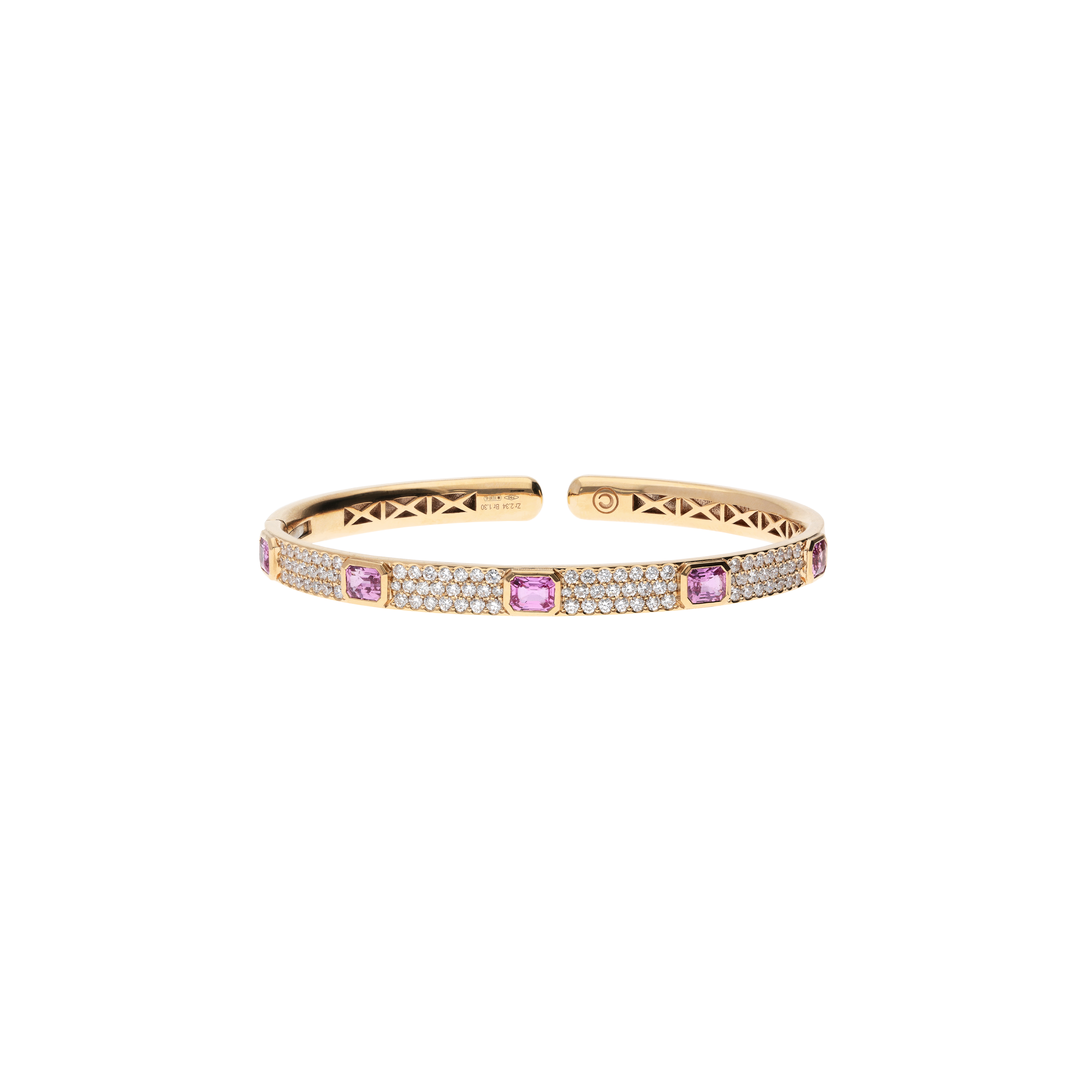 Bartorelli Italian Jewels | BRACCIALE RIGIDO IN ORO ROSA CON PAVE' DI DIAMANTI E ZAFFIRI ROSA - 000-4498NS-ZR (1)