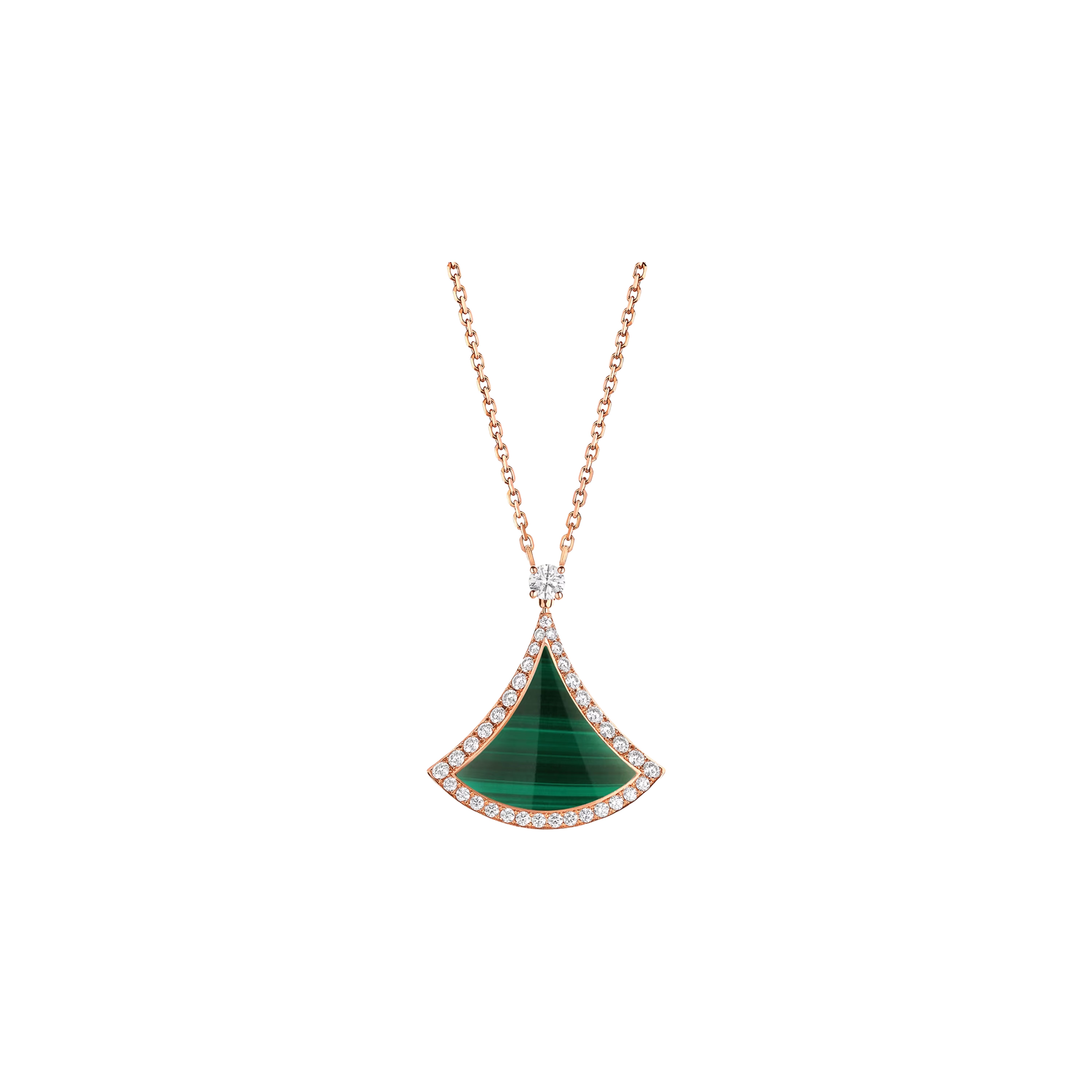 Bulgari | COLLANA CON PENDENTE DIVAS' DREAM IN ORO ROSA 18 KT CON INSERTO IN MALACHITE E PAV&Eacute; DI DIAMANTI - CL859304 - CL859304 (1)