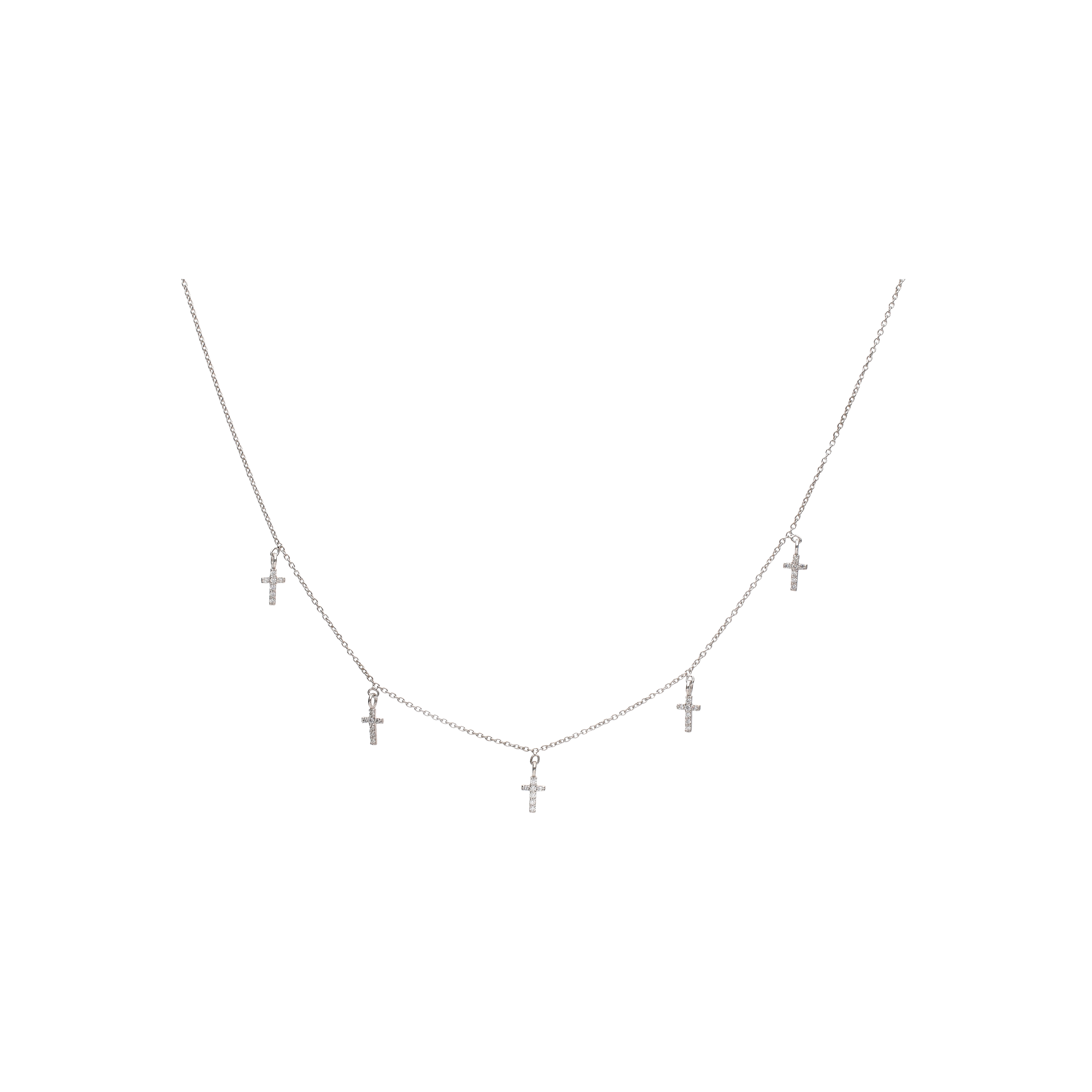 Bartorelli Italian Jewels | COLLANA IN ORO BIANCO CON CROCI PENDENTI IN PAV&Eacute; DI DIAMANTI - C054/2-OB (1)