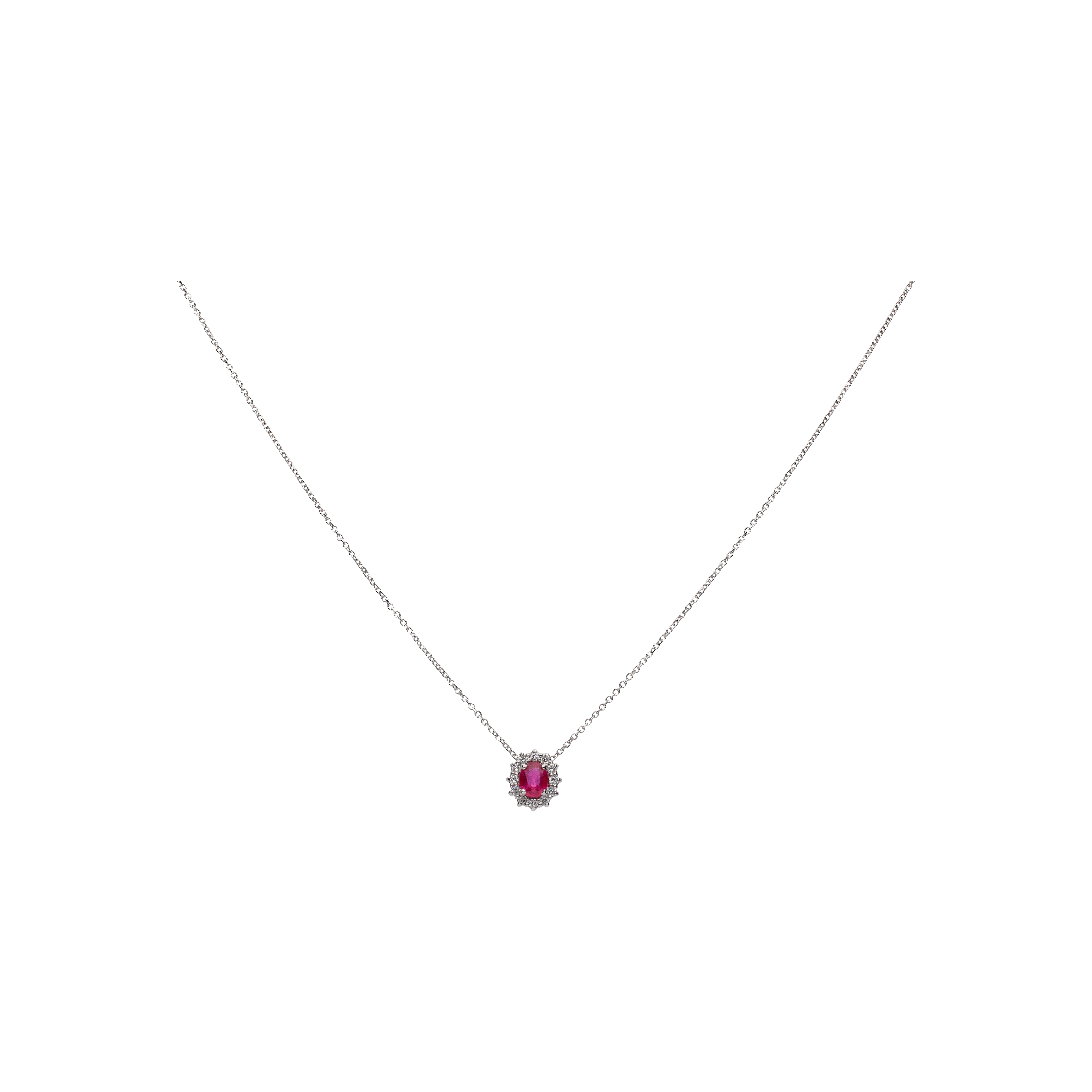 Bartorelli Italian Jewels | COLLANA IN ORO BIANCO CON PENDENTE ROSETTA RUBINO E DIAMANTI - 0005240R12 (1)