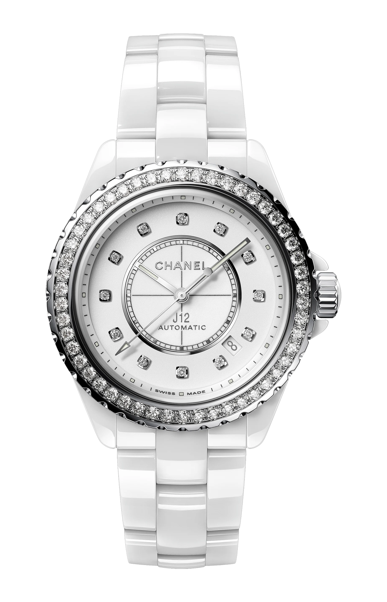 Chanel | J12 CON LUNETTA DI DIAMANTI CALIBRO 12.1, 38 MM - H7189 (1)