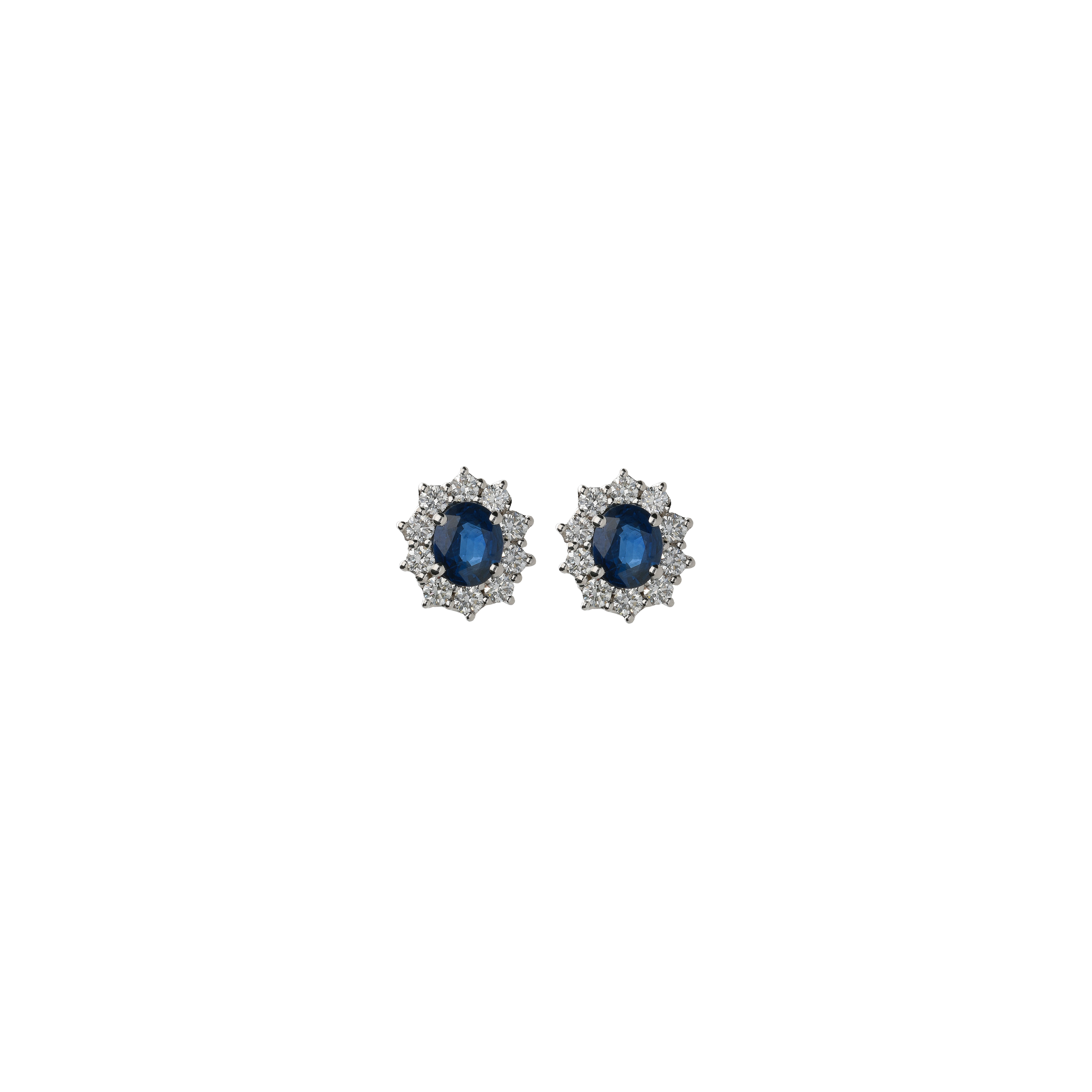 Bartorelli Italian Jewels | ORECCHINI ROSETTA A LOBO IN ORO BIANCO CON ZAFFIRI BLU E DIAMANTI - 024-1645-BO-ZB (1)