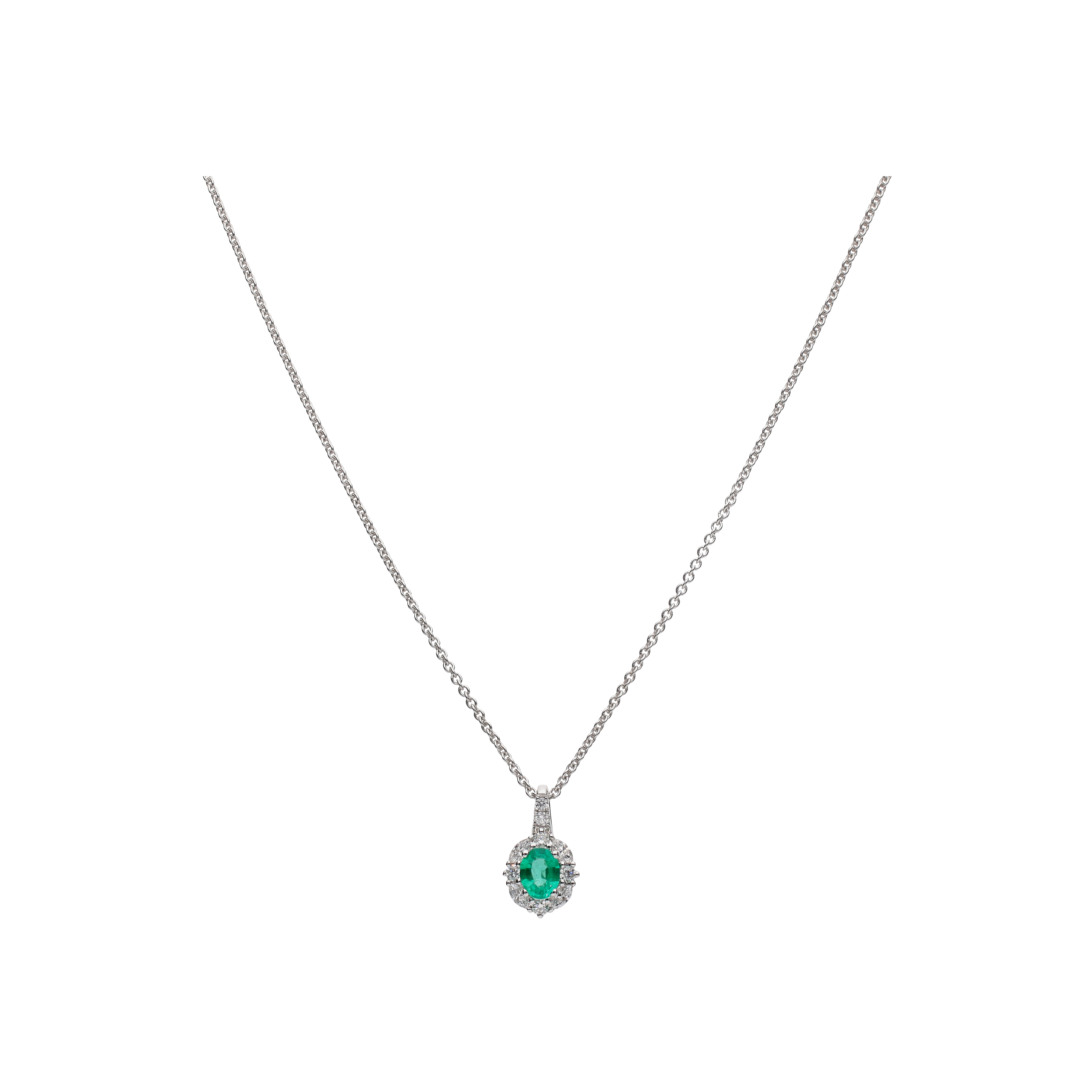 Bartorelli Italian Jewels | COLLANA IN ORO BIANCO CON PENDENTE SMERALDO E DIAMANTI - 035-VP26730S (1)